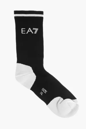 Armani Ea7 Emporio Cotton Blend Tennis Pro Socks With Contrasting D