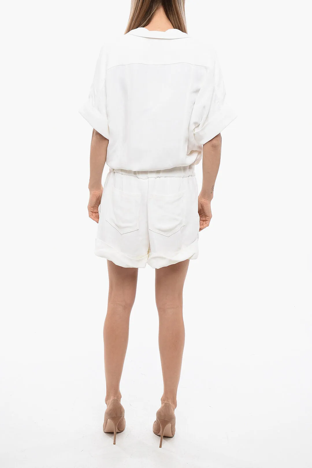 Balmain Crepe-De-Chine Double-Breasted Playsuit