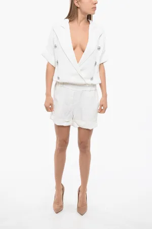 Balmain Crepe-De-Chine Double-Breasted Playsuit
