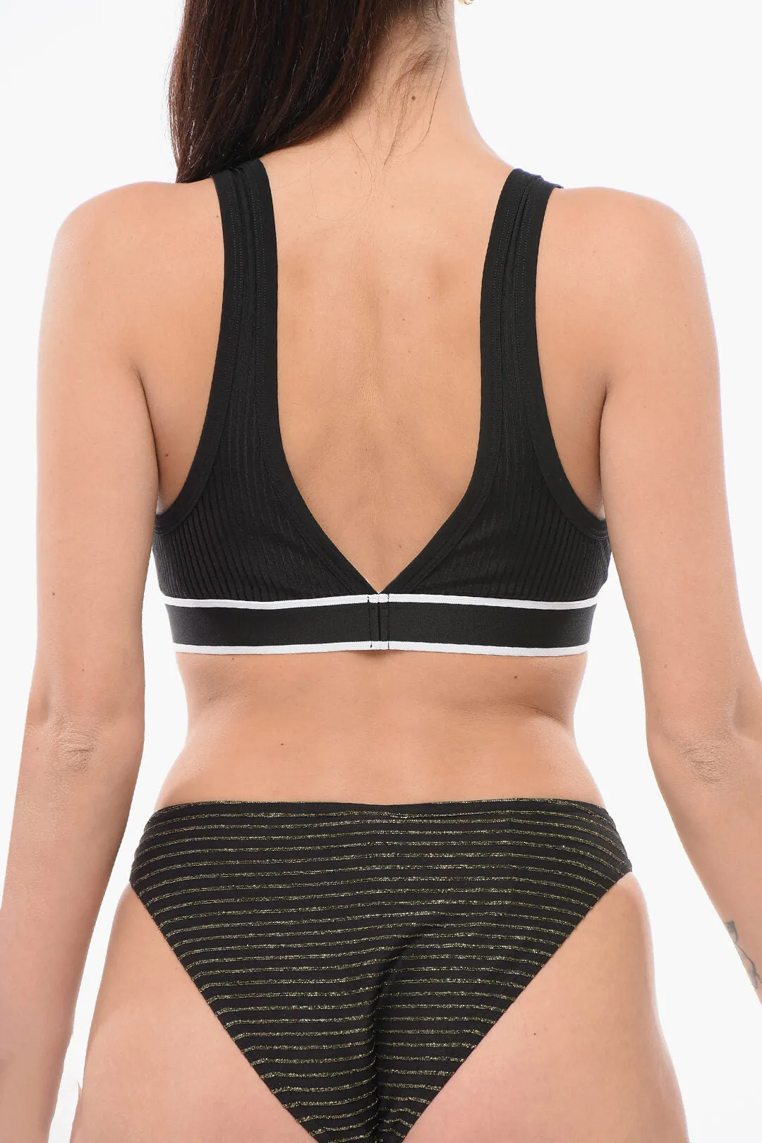 Balmain Microfiber Triangle Bra With Logoed Band