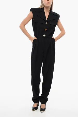 Balmain Sleeveless Pleated Jumpsuit