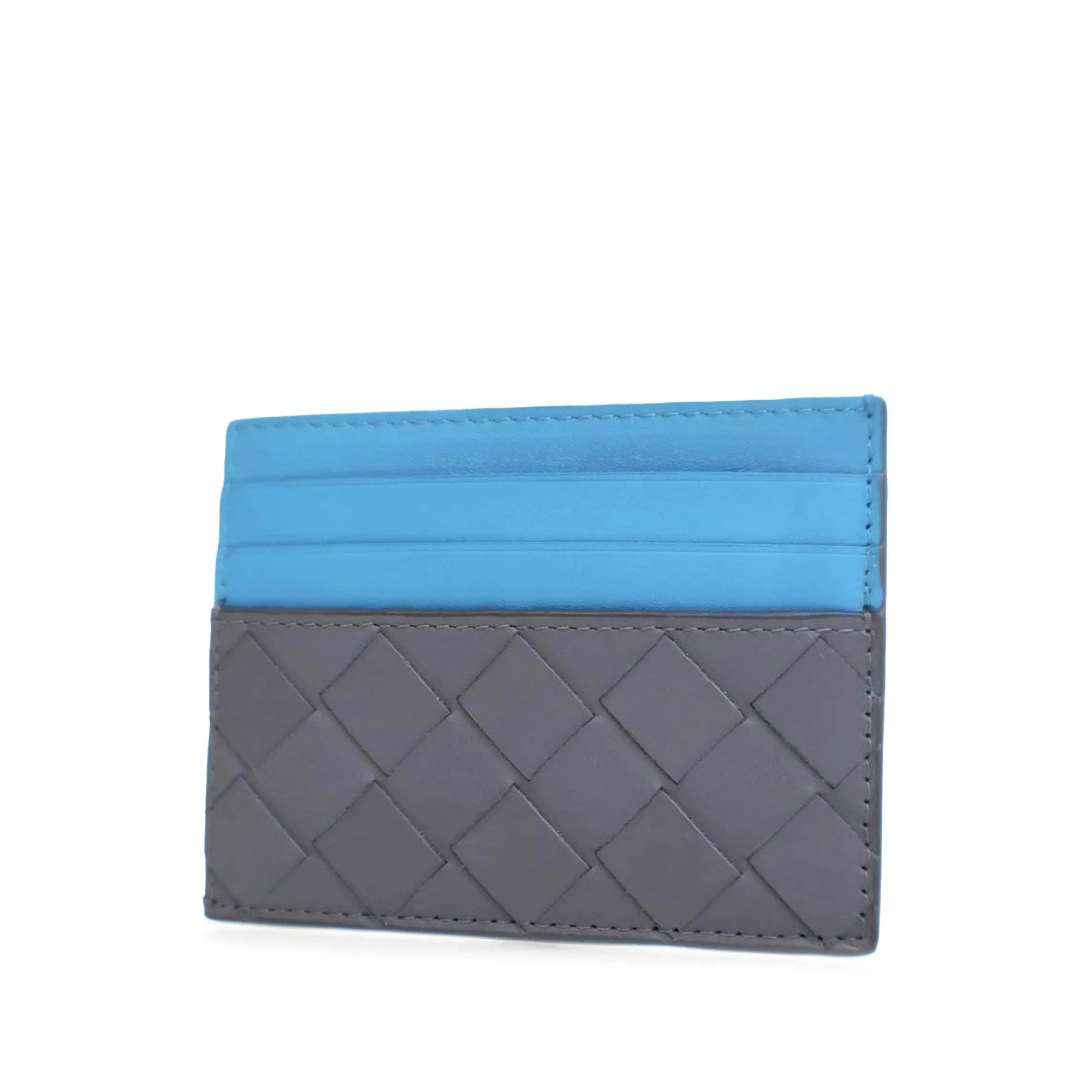 Bottega Veneta Bicolor Nappa Intrecciato Card Holder Gray