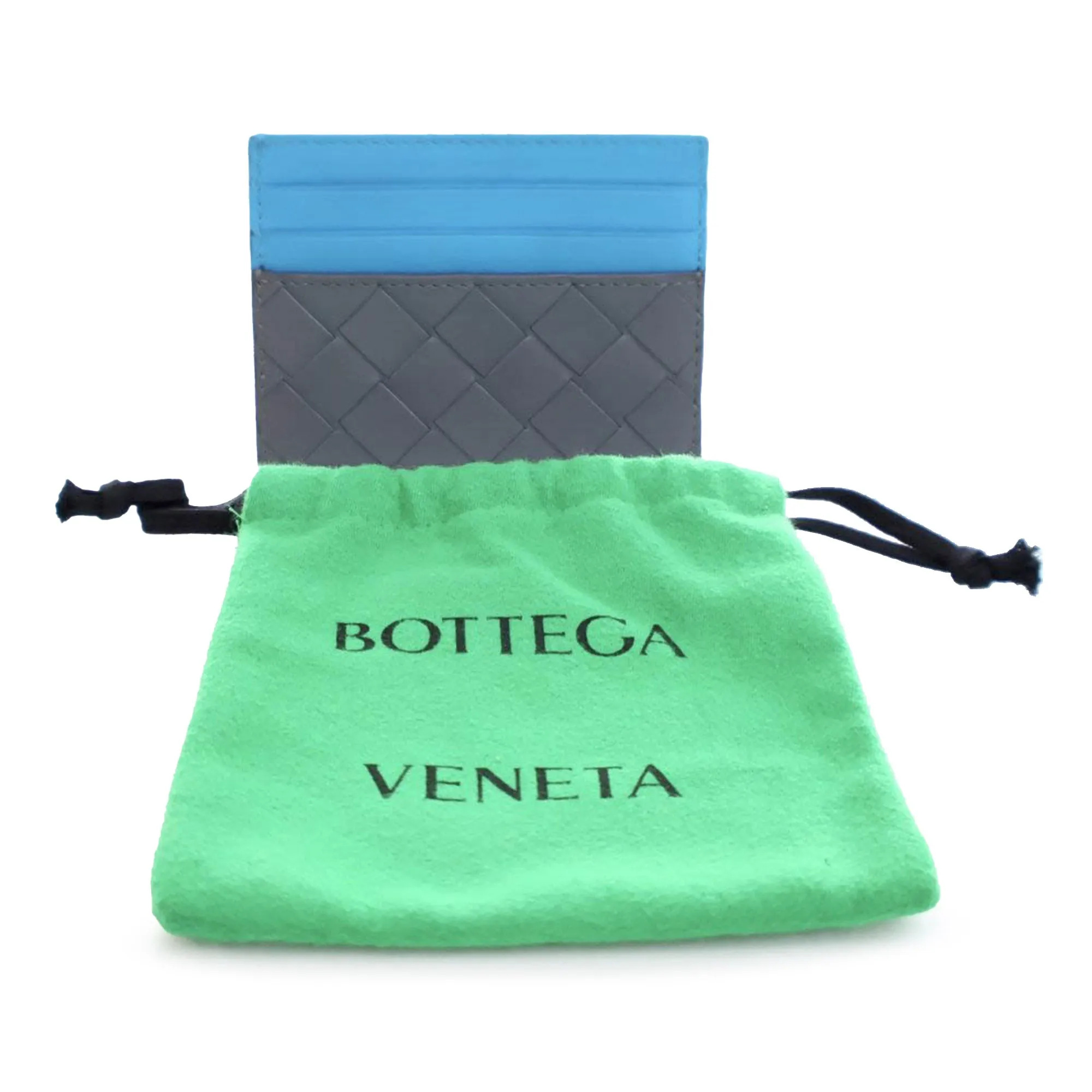 Bottega Veneta Bicolor Nappa Intrecciato Card Holder Gray