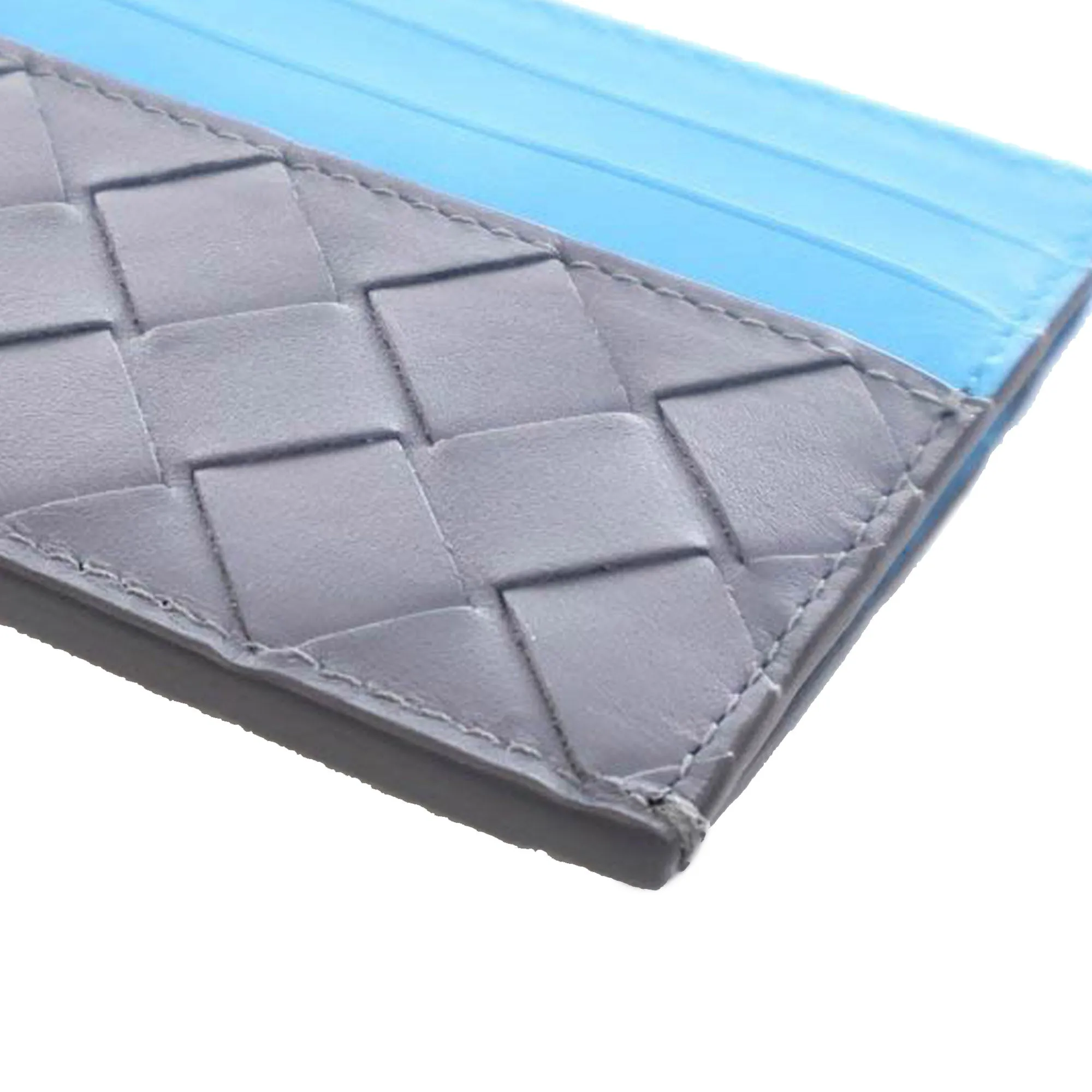 Bottega Veneta Bicolor Nappa Intrecciato Card Holder Gray