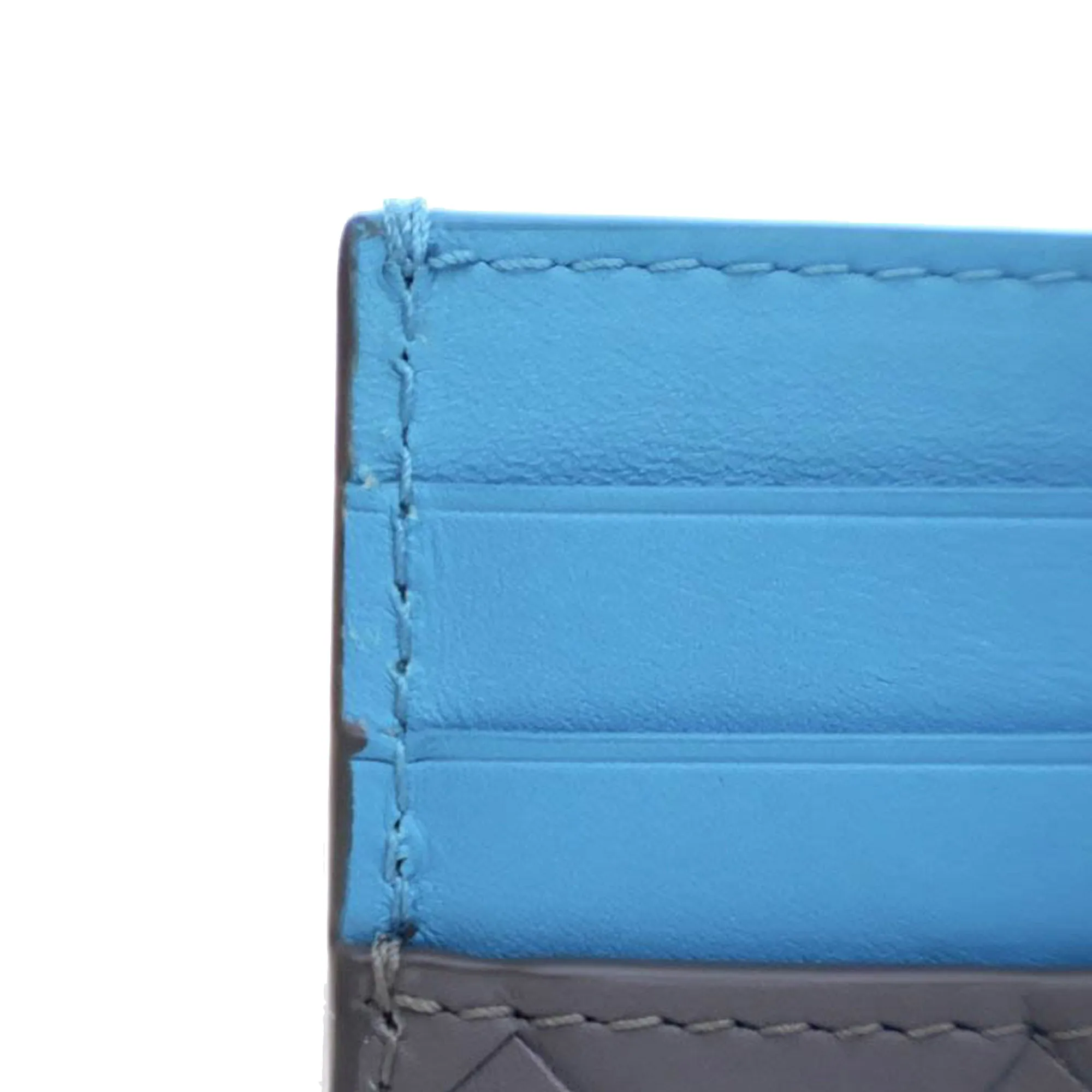 Bottega Veneta Bicolor Nappa Intrecciato Card Holder Gray