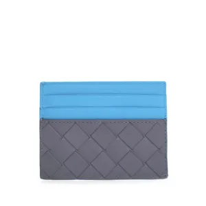 Bottega Veneta Bicolor Nappa Intrecciato Card Holder Gray