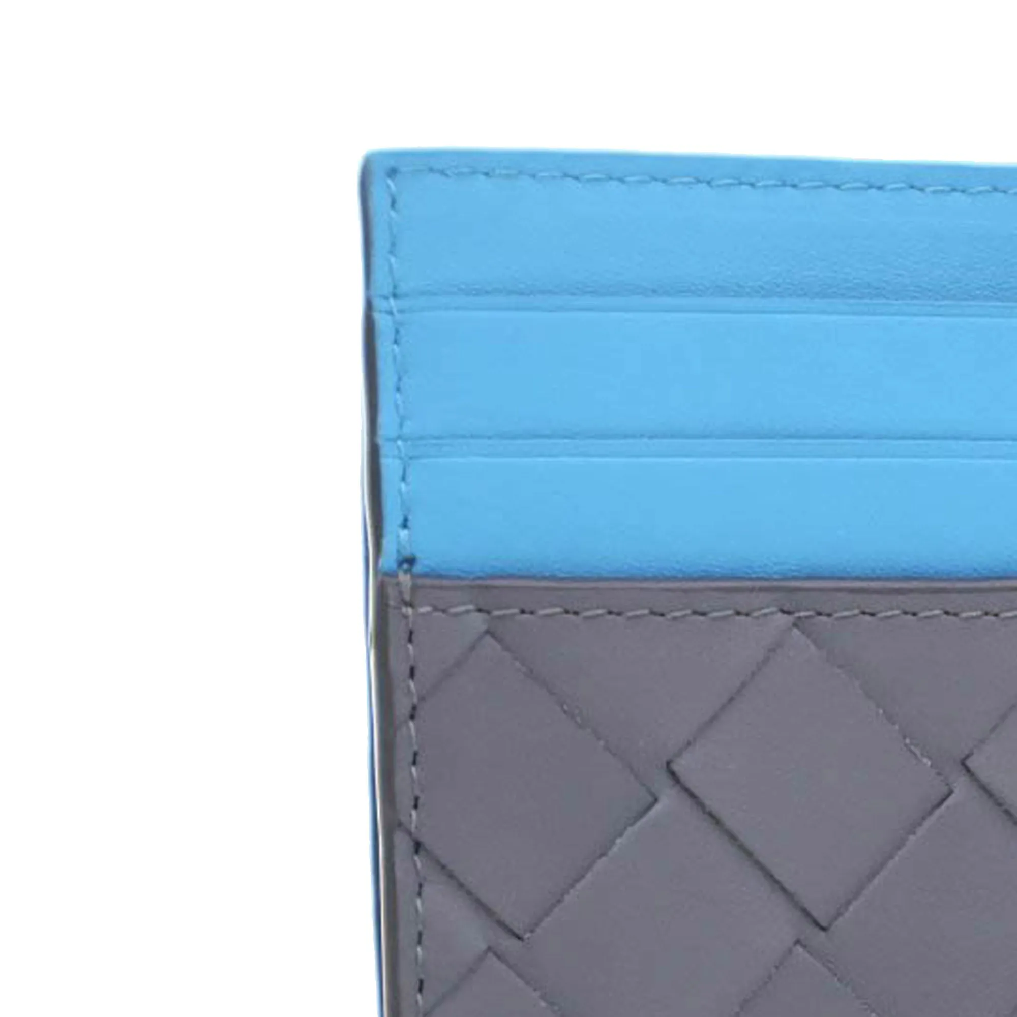 Bottega Veneta Bicolor Nappa Intrecciato Card Holder Gray