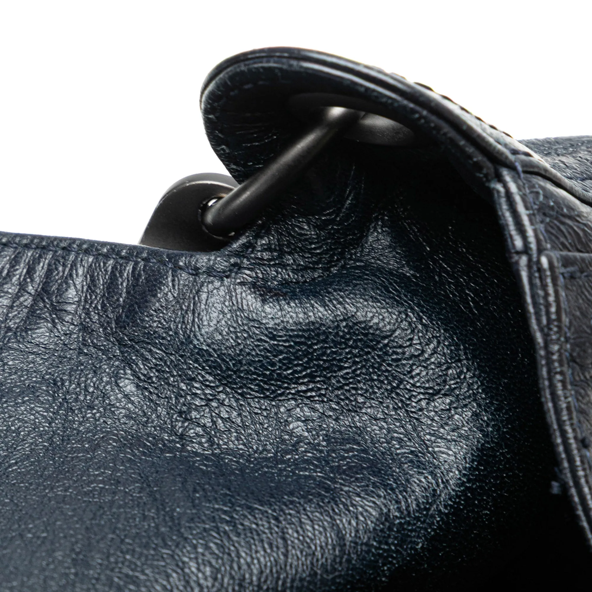 Bottega Veneta Intrecciato Trimmed Leather Top Handle Bag Blue