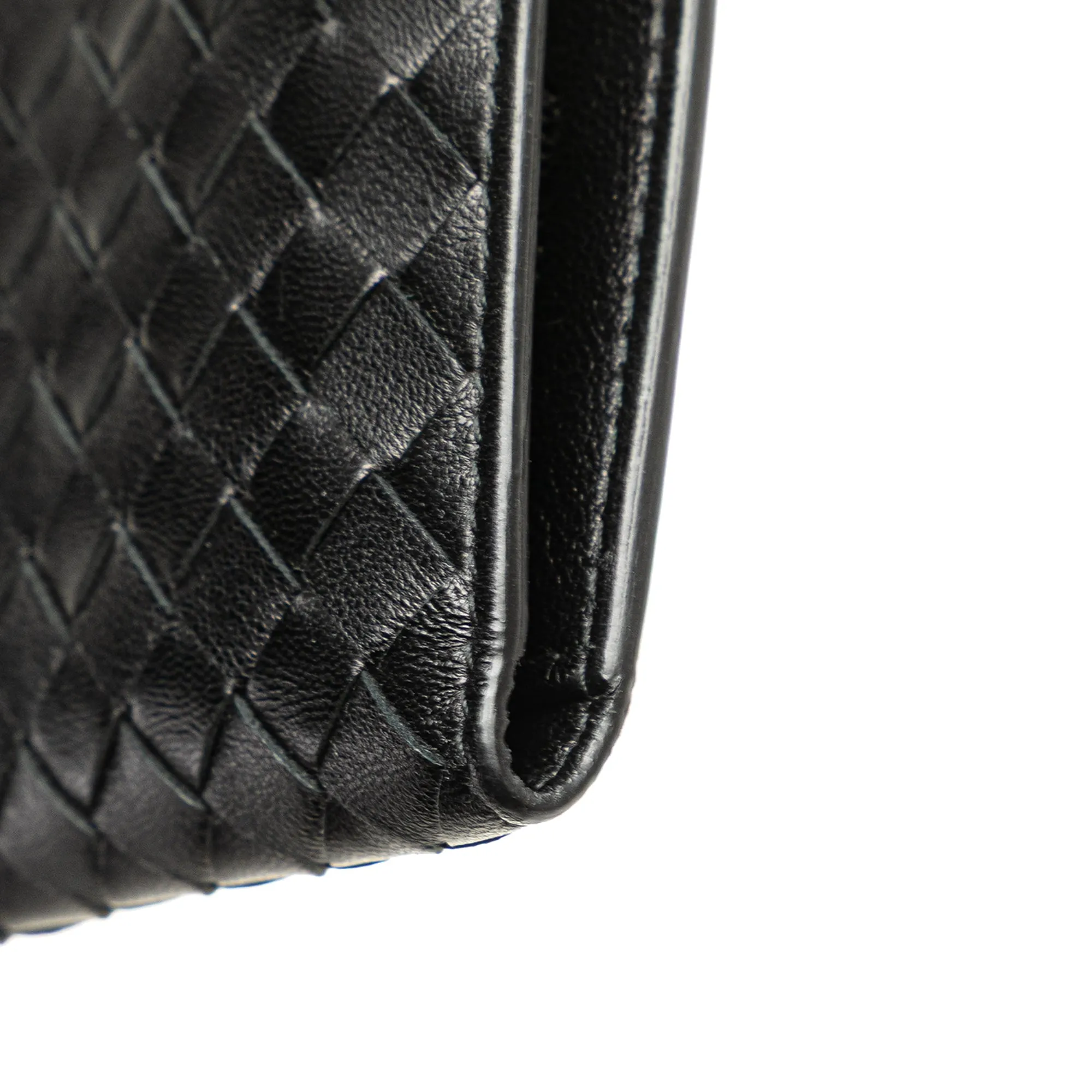 Bottega Veneta Nappa Intrecciato Bifold Card Case Black