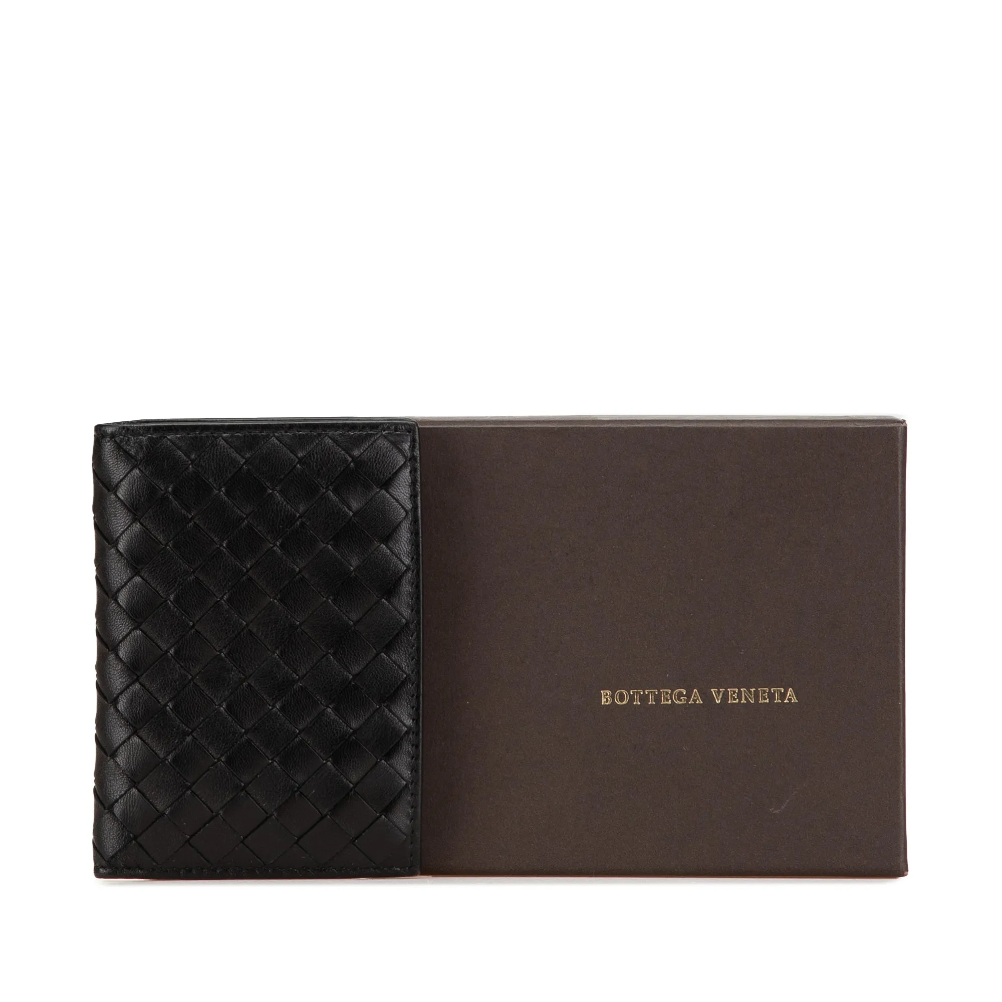 Bottega Veneta Nappa Intrecciato Bifold Card Case Black