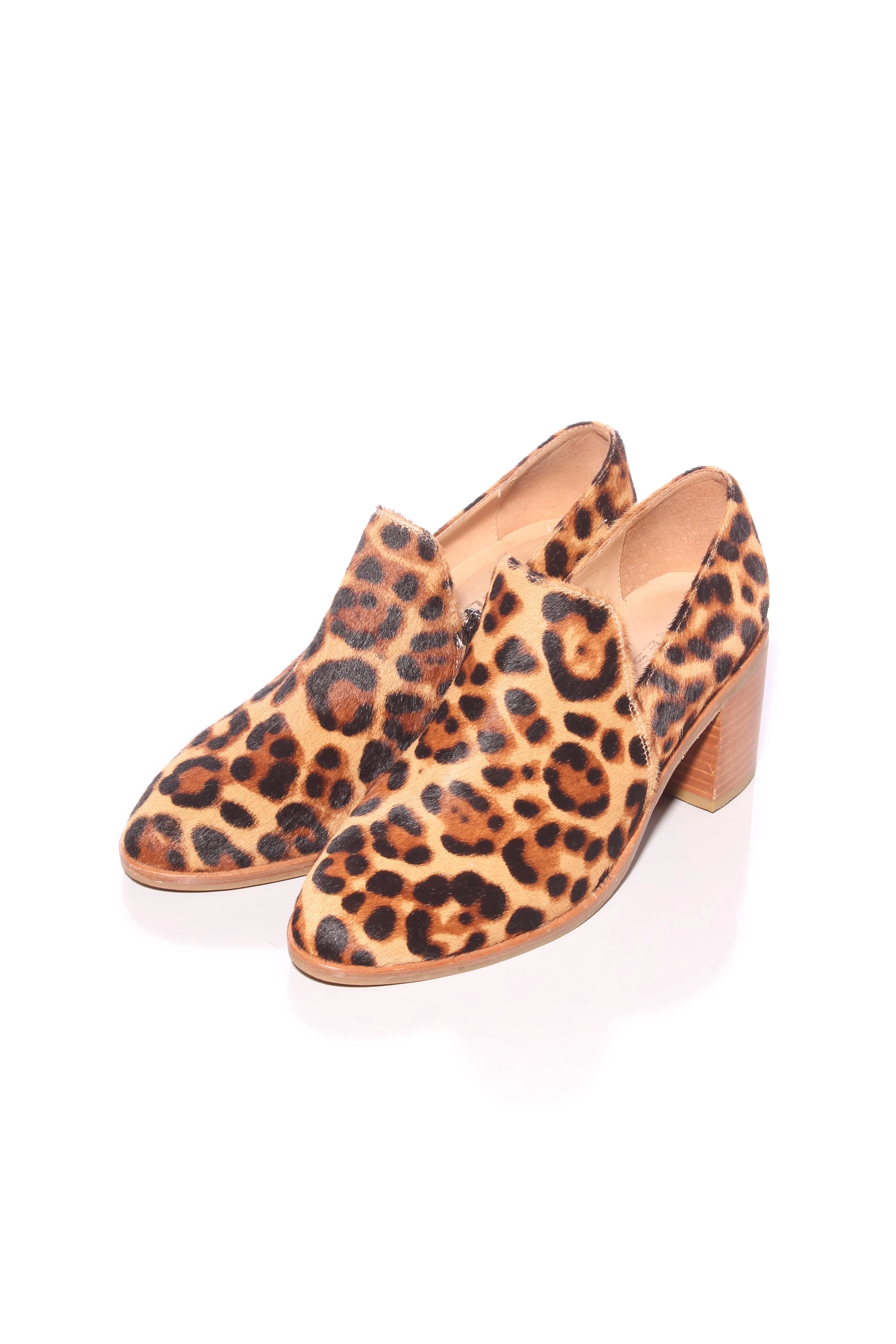 BRESLEY "Solo" Leopard pony fur heels! 38