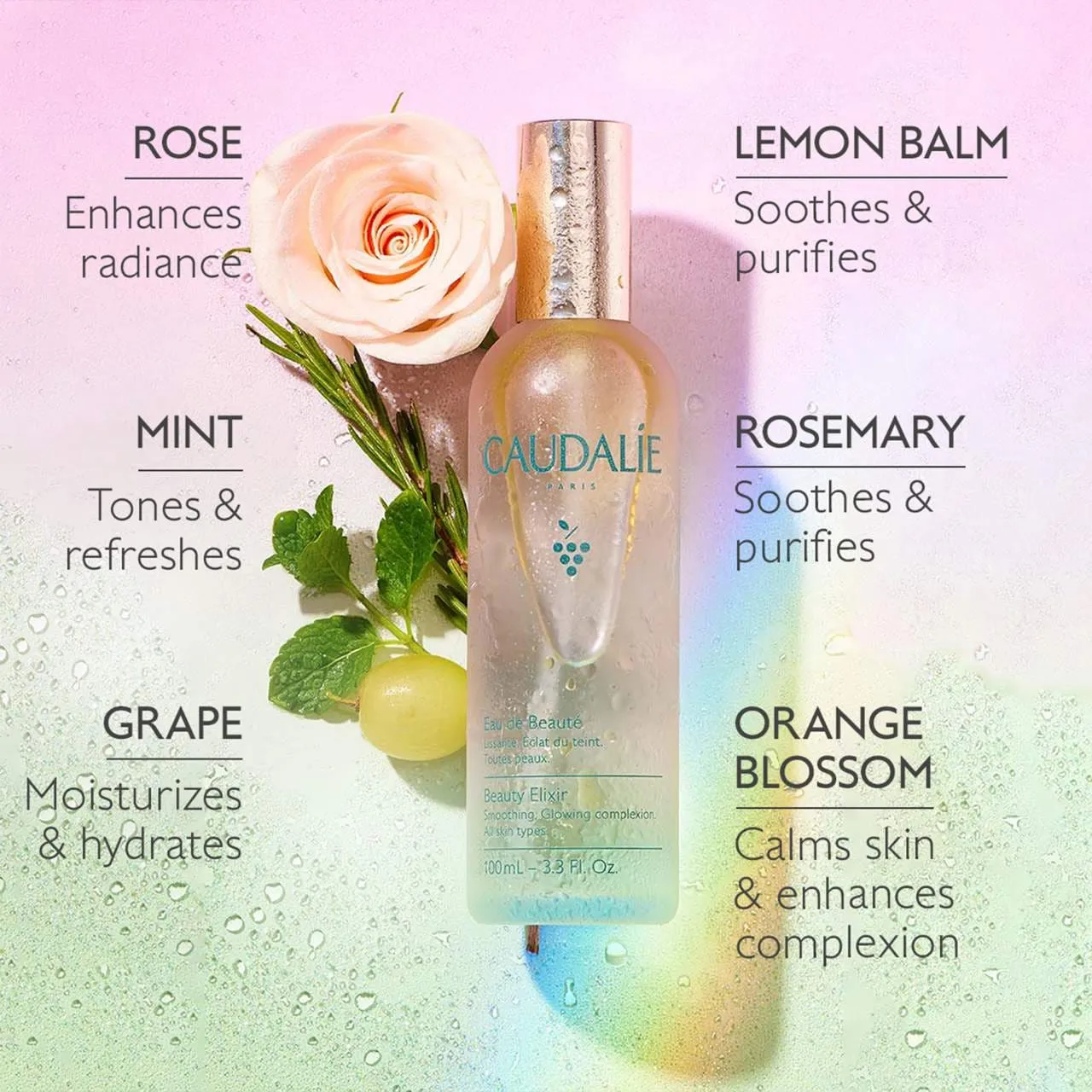 Caudalie  Beauty Elixir Prep, Set, Glow Face Mist 100ml NWOB