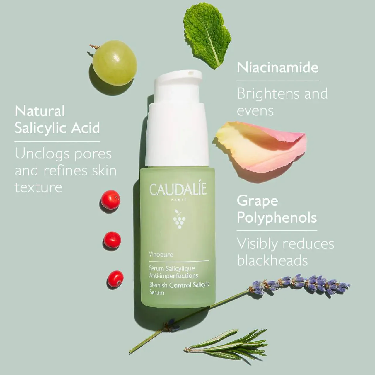 Caudalie  Vinopure Natural Salicylic Acid Pore Minimizing Serum 30ml NIB