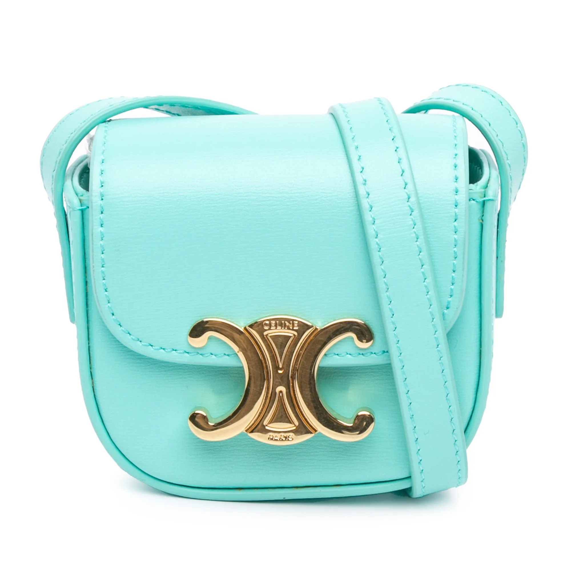 Celine Mini Shiny Calfskin Triomphe Crossbody