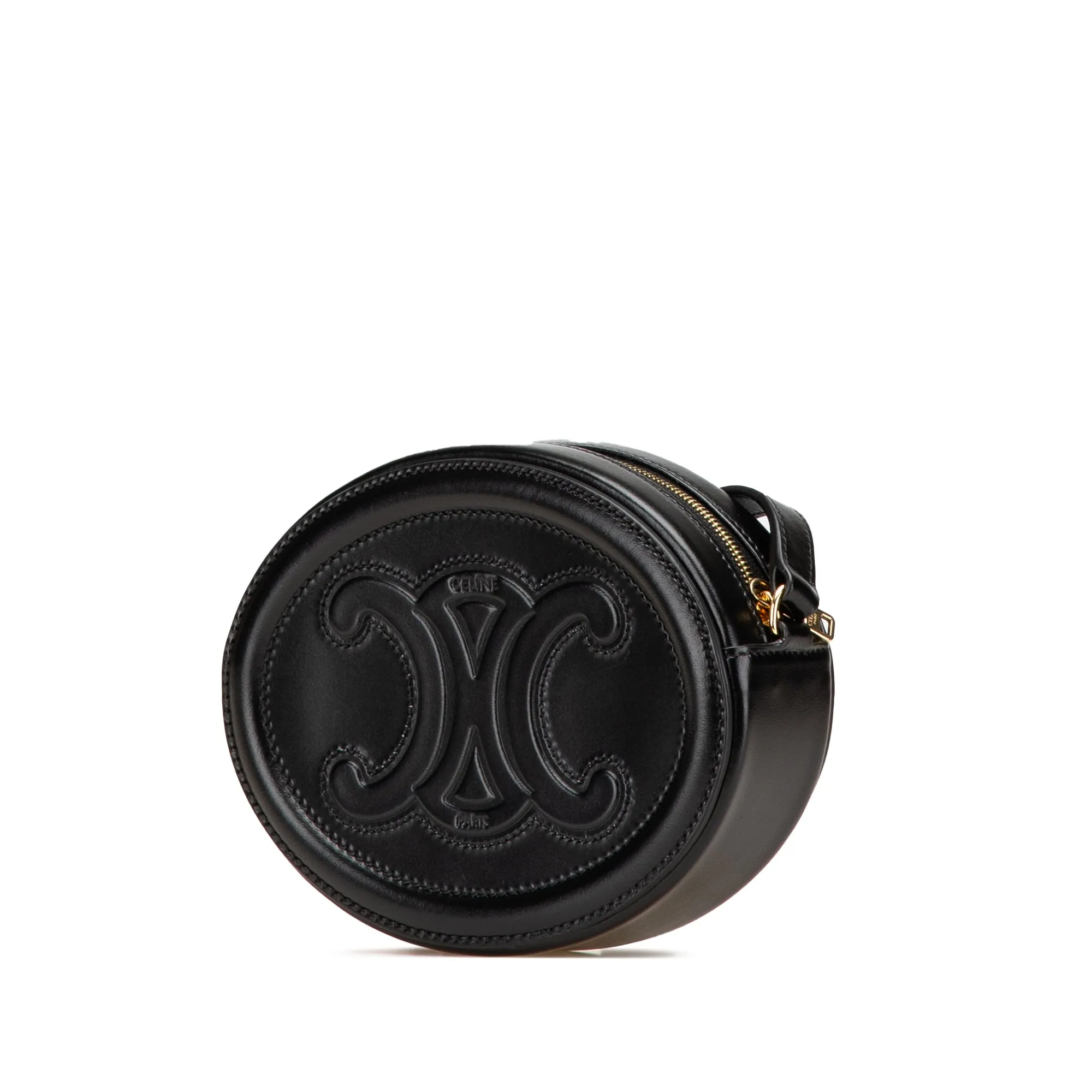 Celine Small Calfskin Cuir Triomphe Oval Crossbody Black