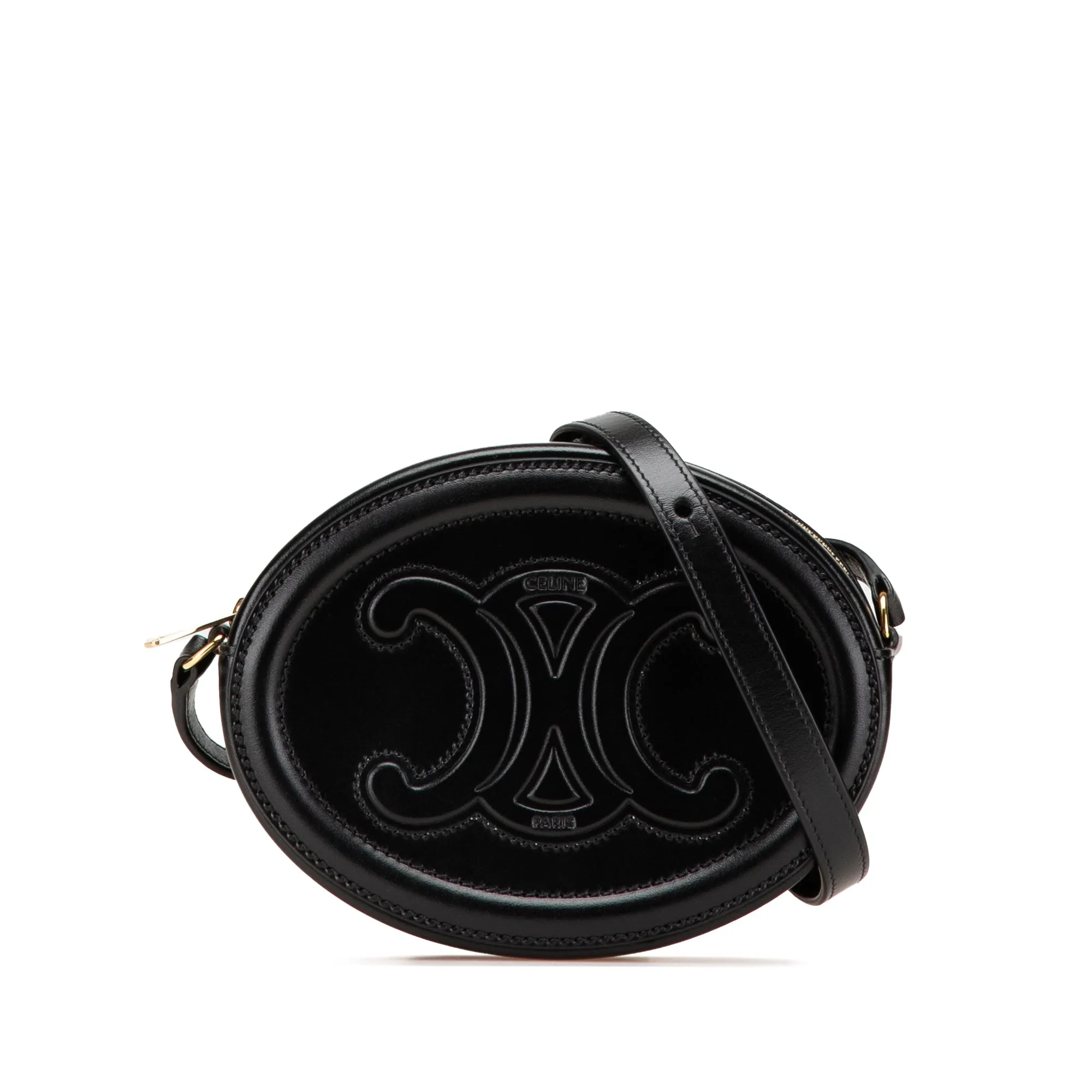 Celine Small Calfskin Cuir Triomphe Oval Crossbody Black