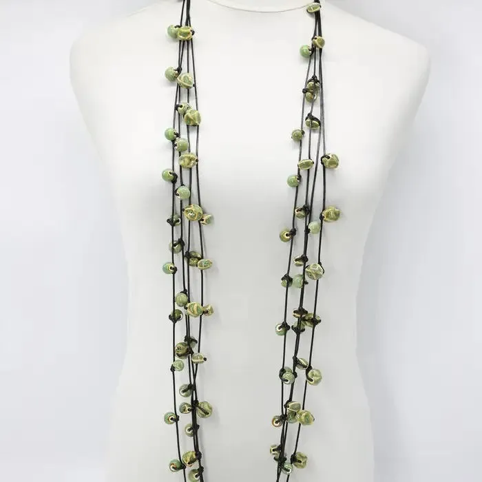 CERAMIC BEAD NECKLACE 4 STRAND