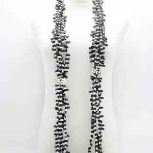 CROCHETED WOODEN BEADS AND RUBBER 5 STRAND