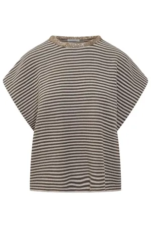 Dazzling Collar Striped Top