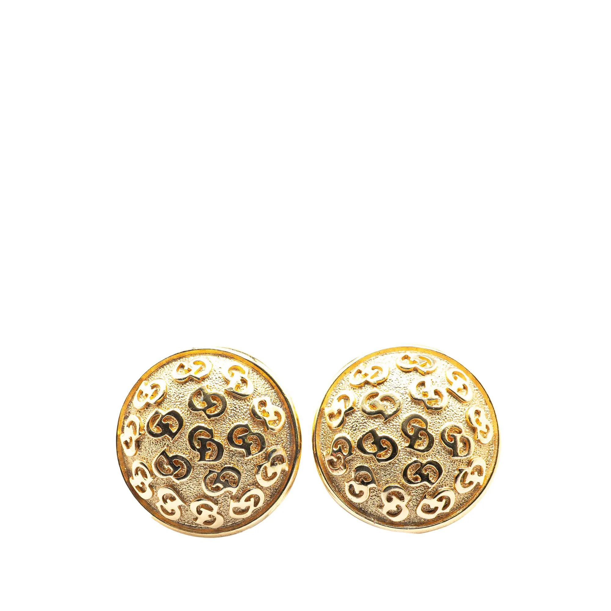 Dior Gold Plated CD Logo Round Clip On Earrings Gold