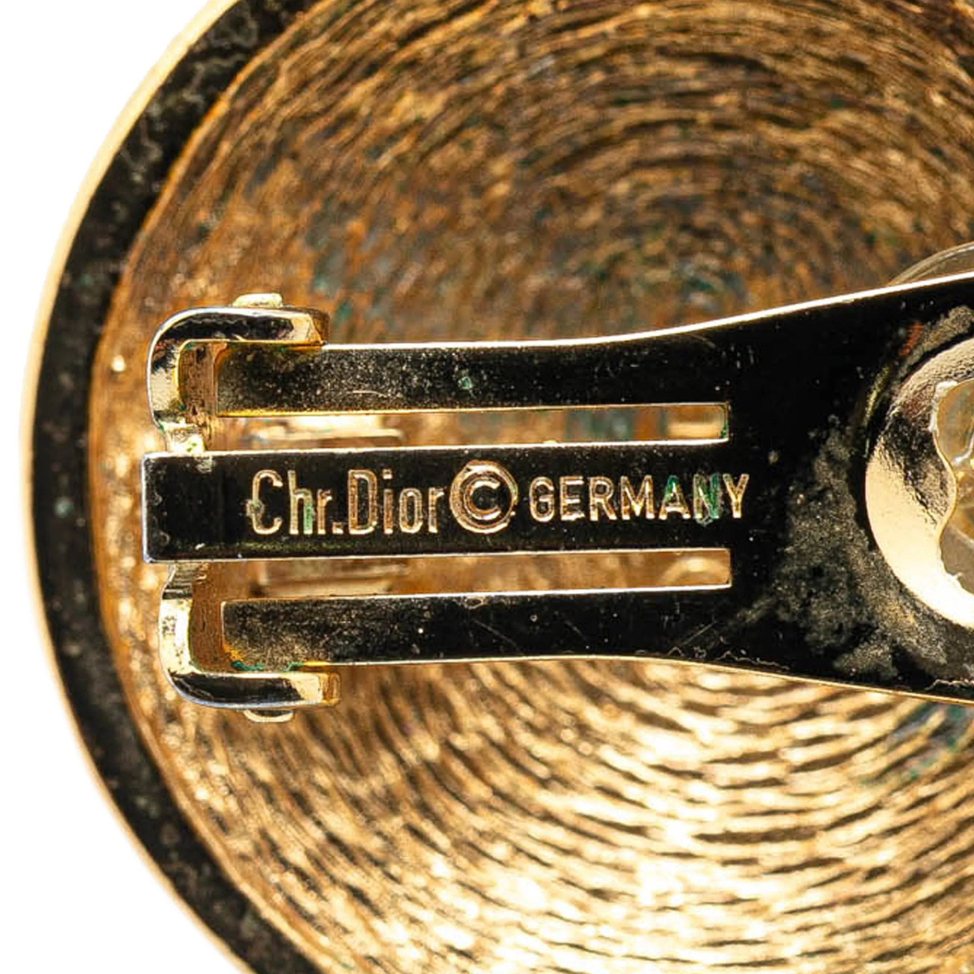 Dior Gold Plated CD Logo Round Clip On Earrings Gold