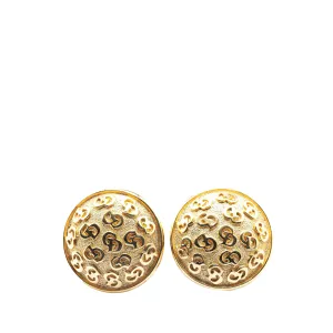 Dior Gold Plated CD Logo Round Clip On Earrings Gold