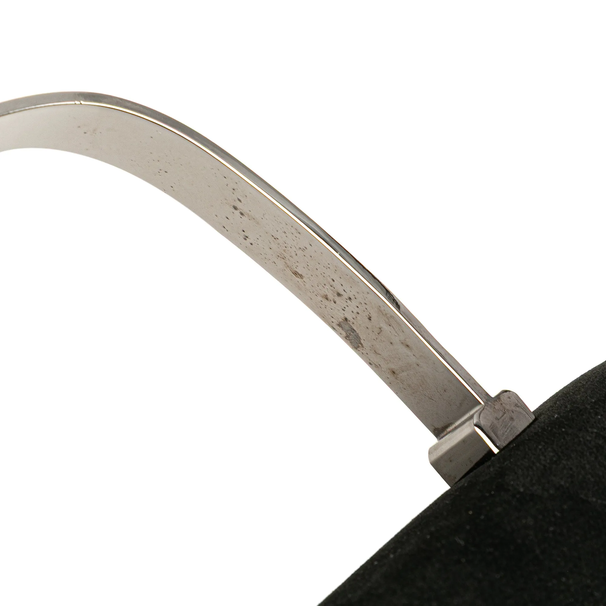 Ferragamo Suede Metal Top Handle Bag Black