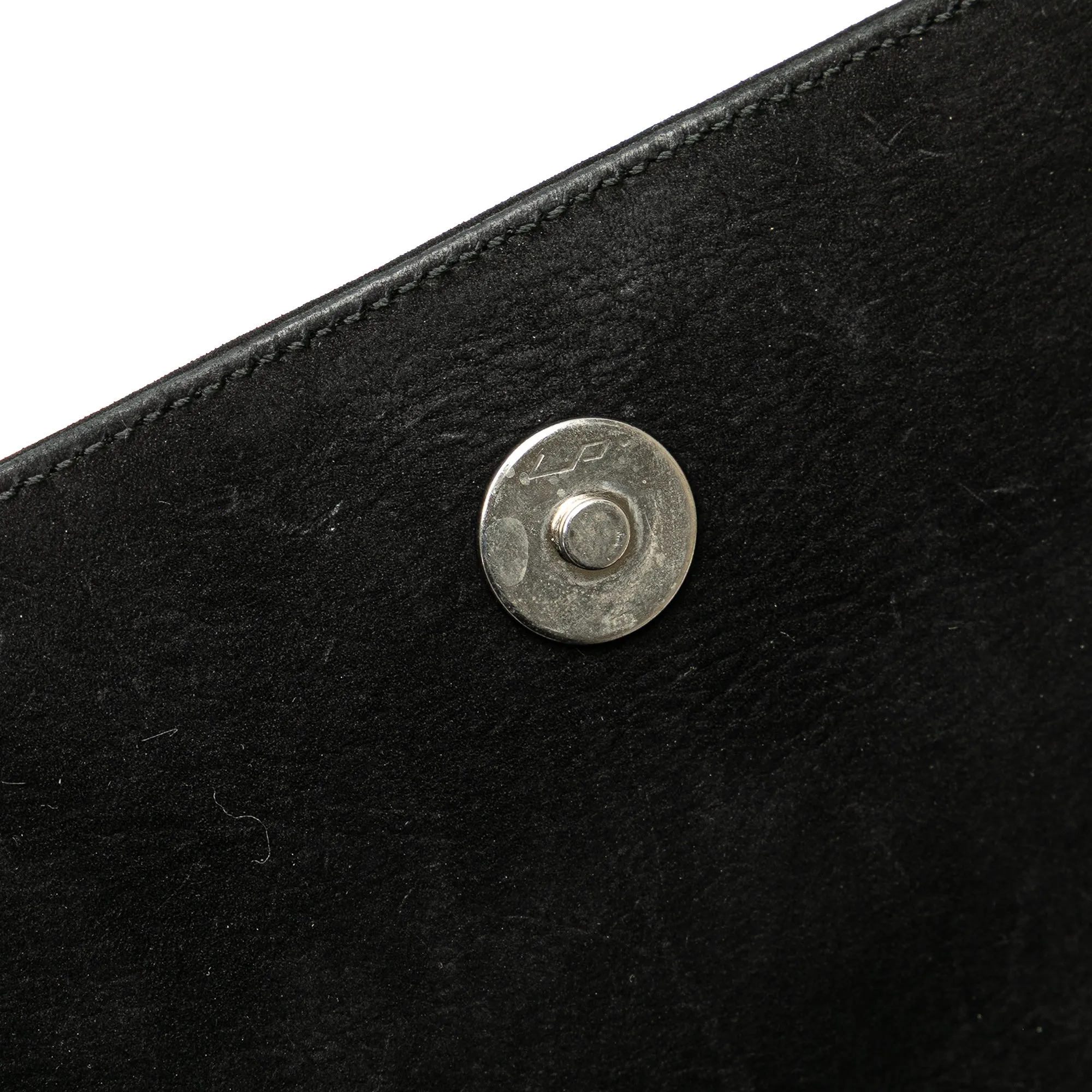 Ferragamo Suede Metal Top Handle Bag Black