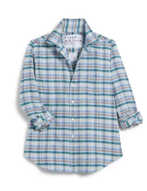 FRANK AND EILEEN - BARRY TAILORED BUTTON UP IN CREAM GREEN BLUE PLAID ITALIAN FLANNEL