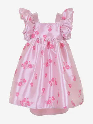 Girls Twisted Sleeve High Low Dress in Pink