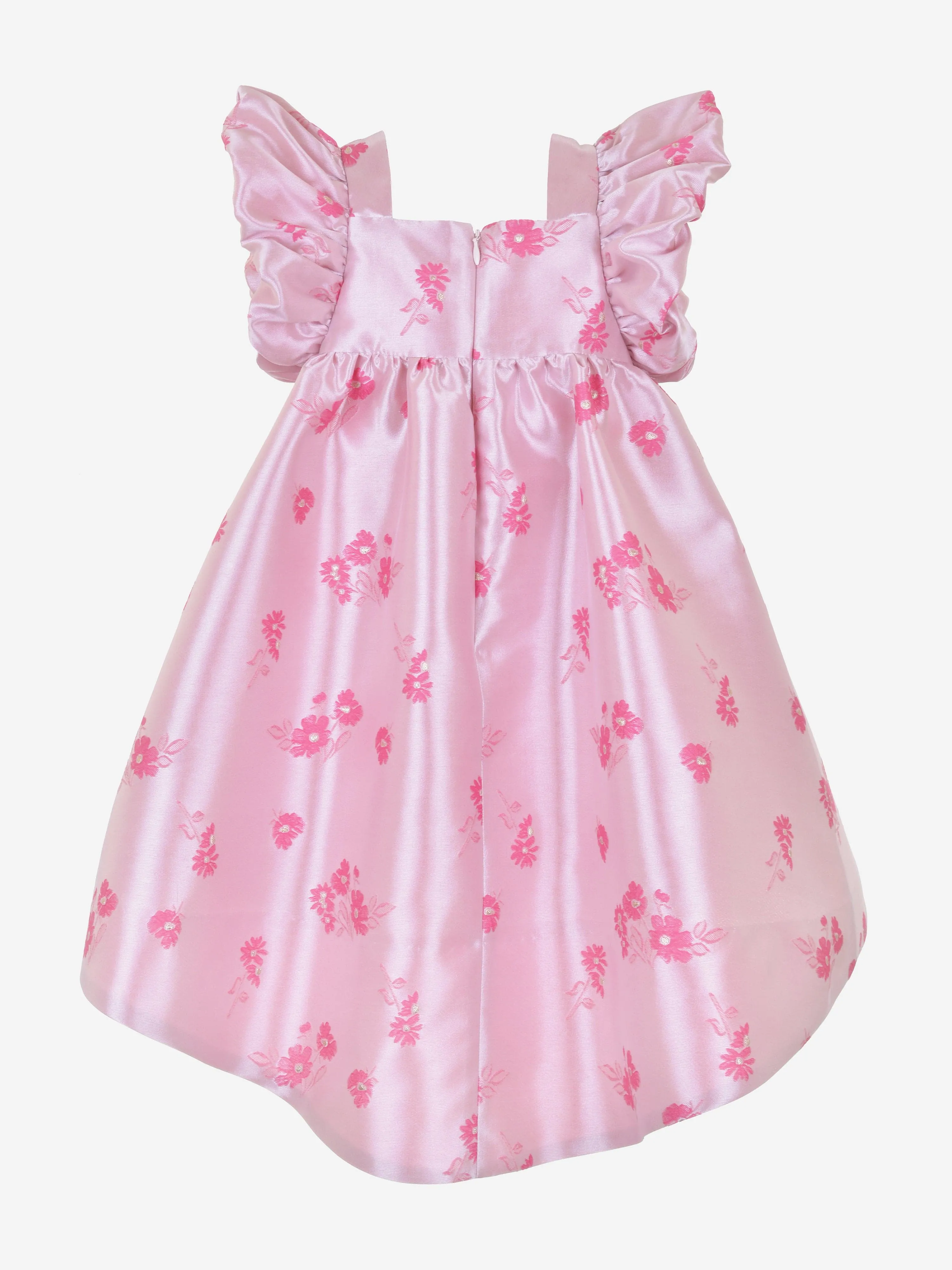 Girls Twisted Sleeve High Low Dress in Pink