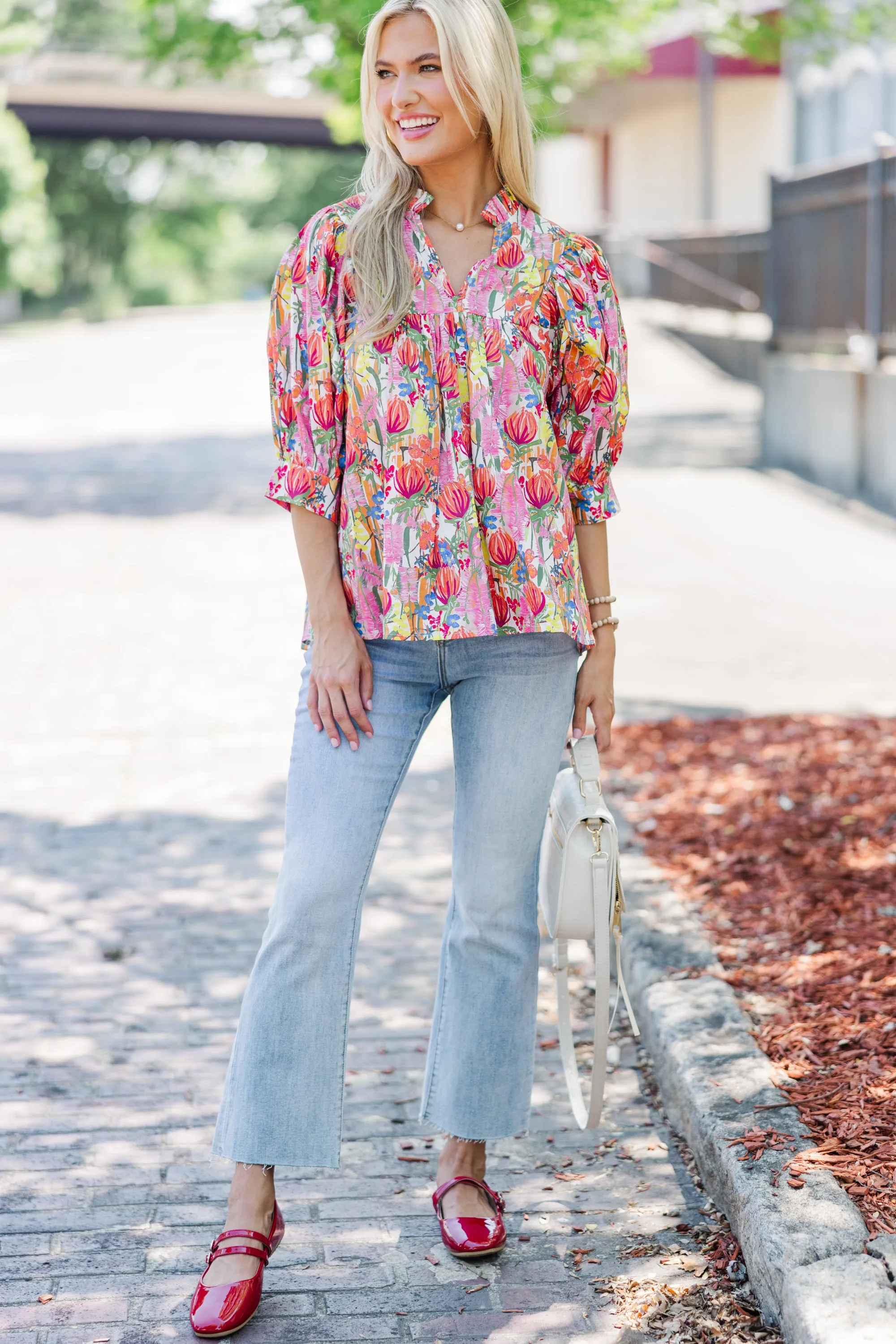 Grow This Way Pink Floral Blouse