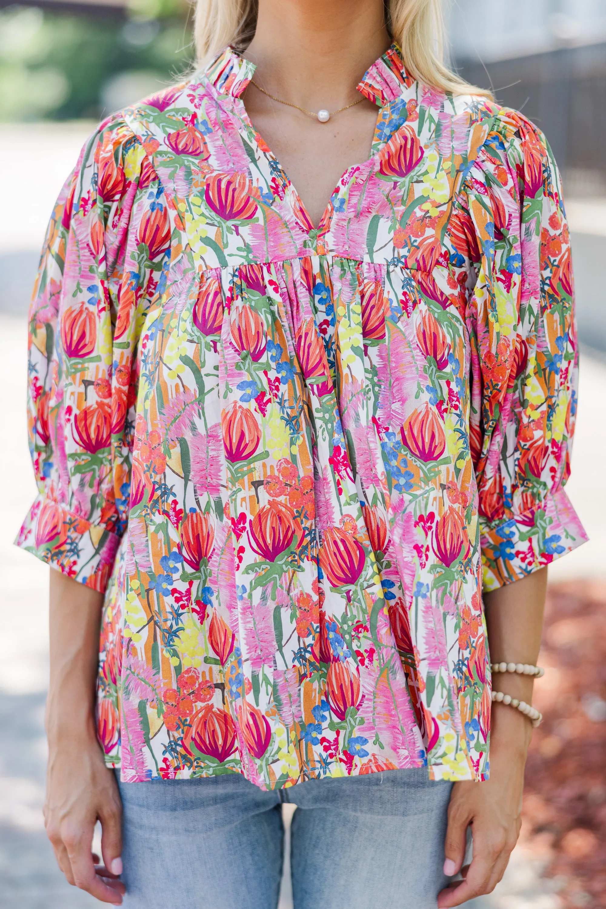 Grow This Way Pink Floral Blouse