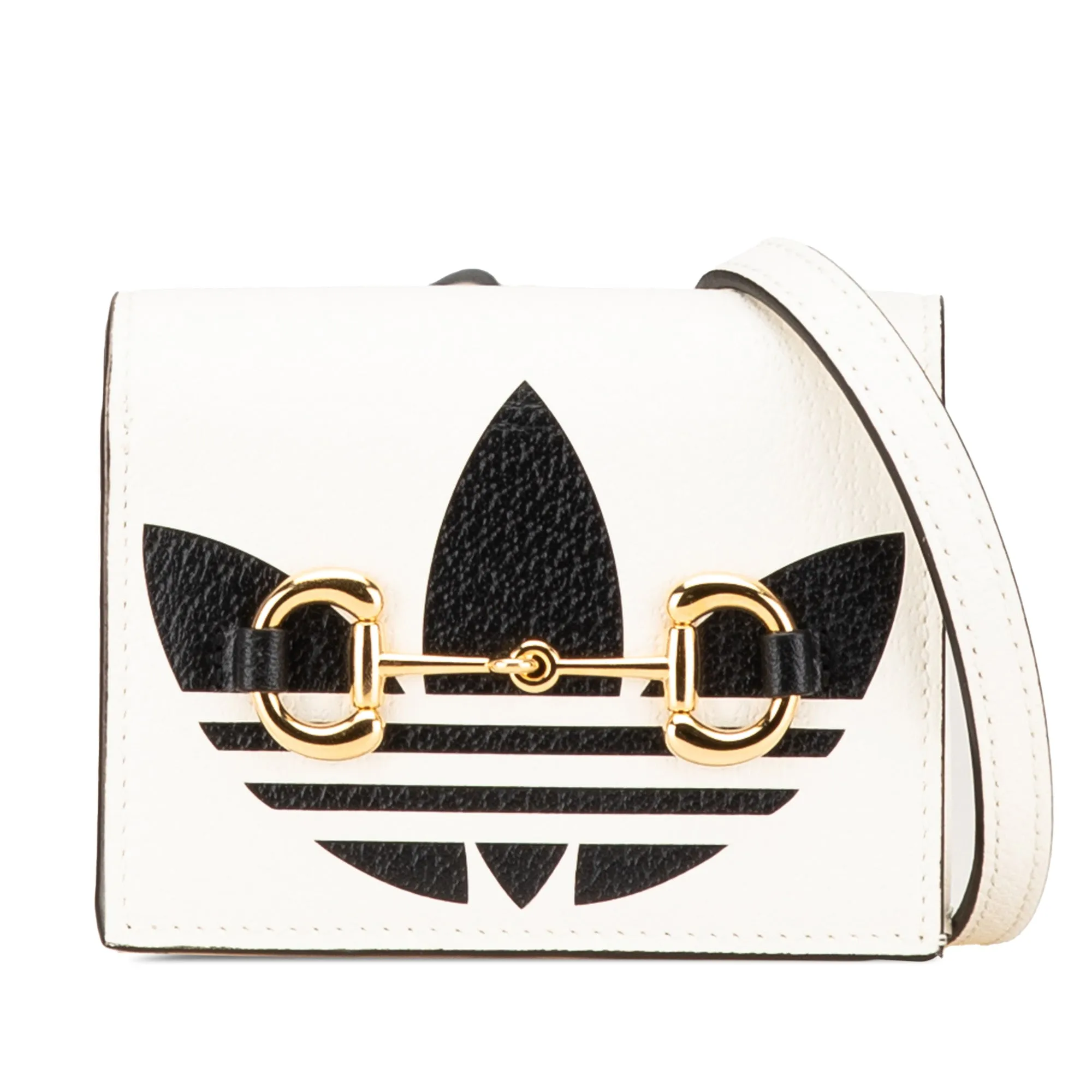 Gucci Adidas Leather Horsebit Wallet on Strap White