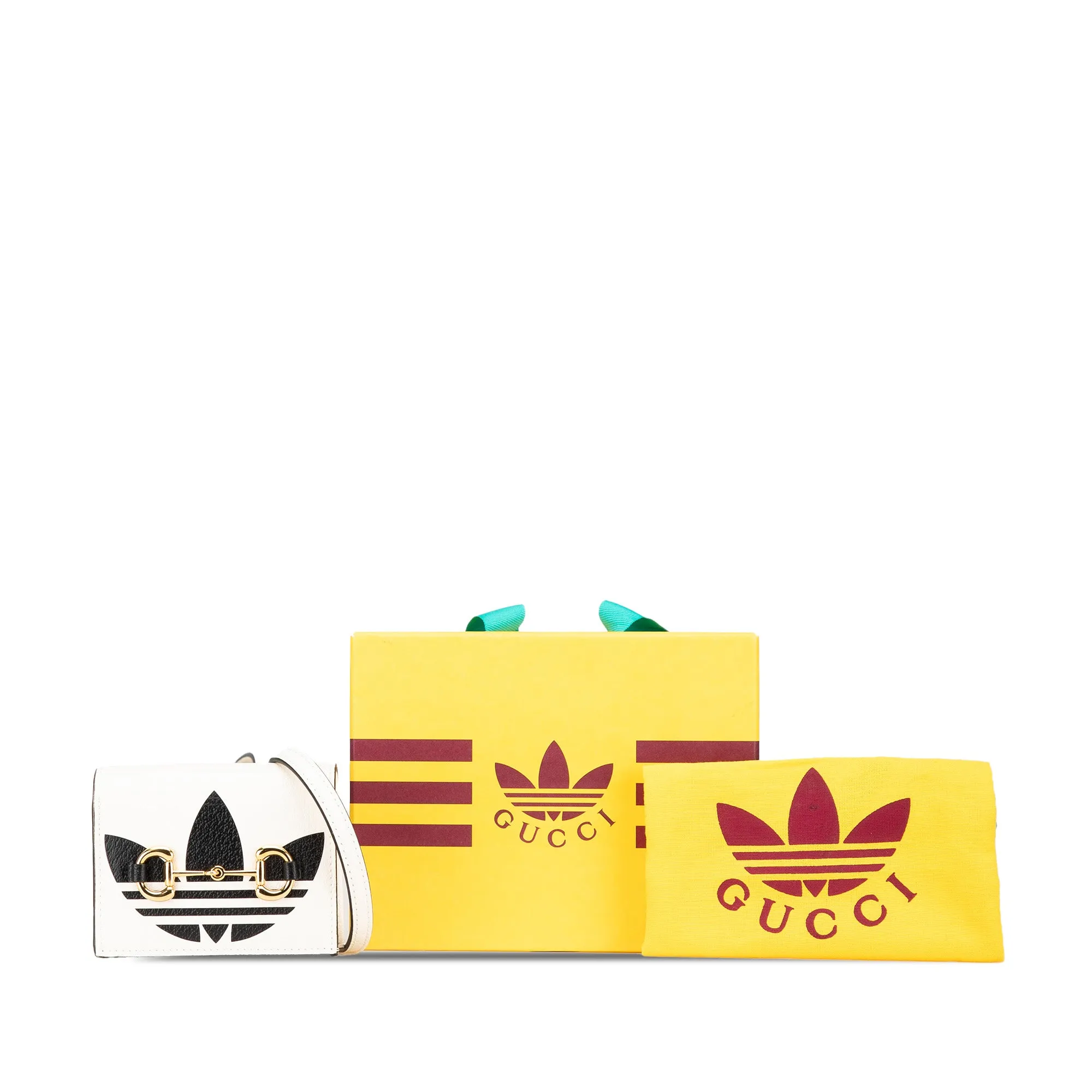 Gucci Adidas Leather Horsebit Wallet on Strap White