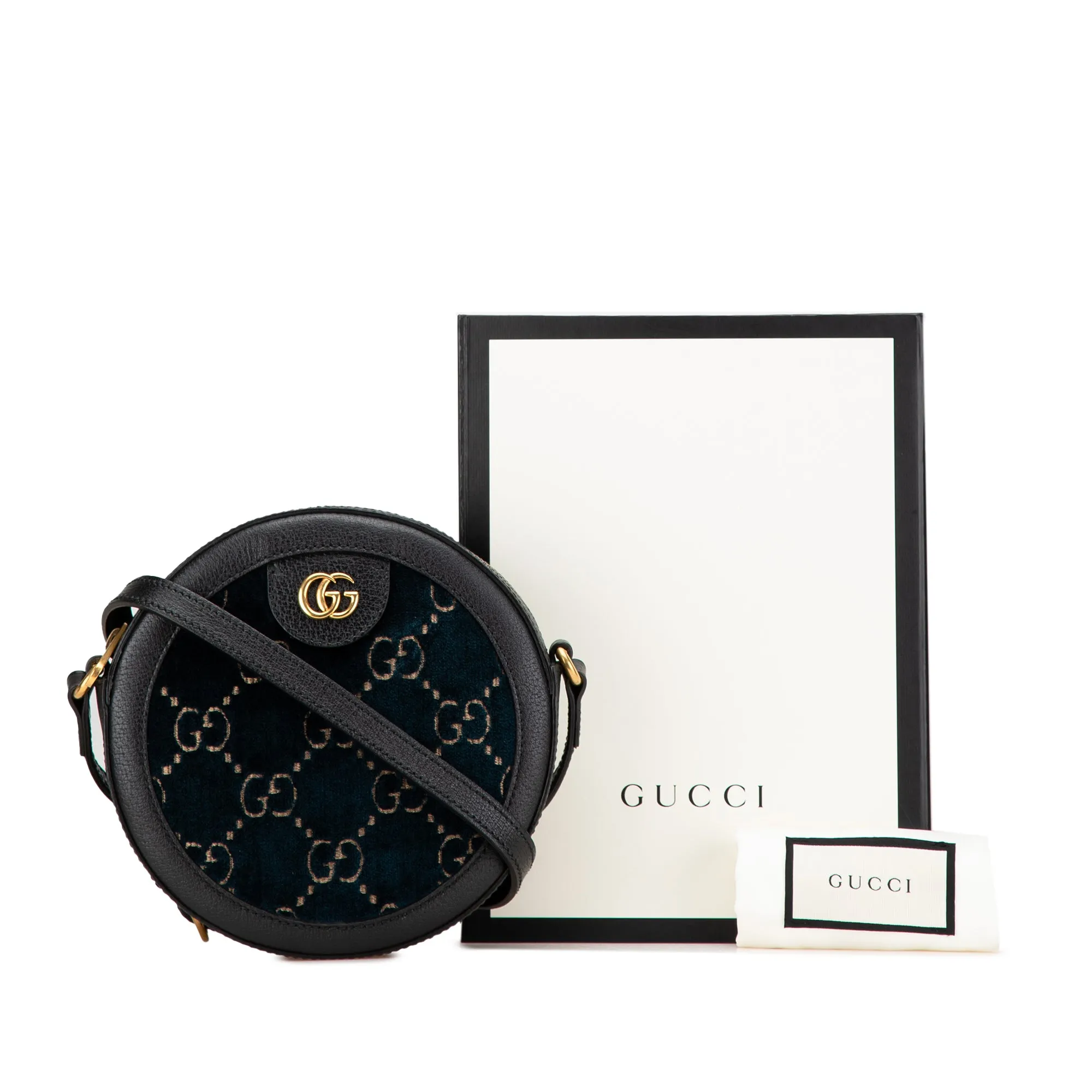Gucci GG Velvet Ophidia Round Crossbody Blue