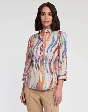 HINSON WU - DIANE 3/4 SLEEVE SHIRT IN BRUSHSTROKE PRINT