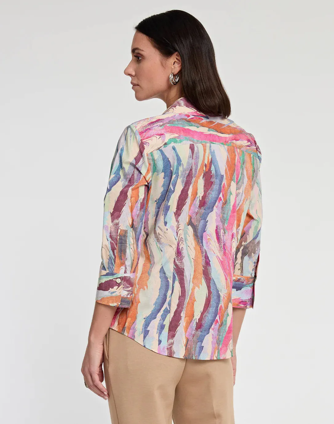 HINSON WU - DIANE 3/4 SLEEVE SHIRT IN BRUSHSTROKE PRINT