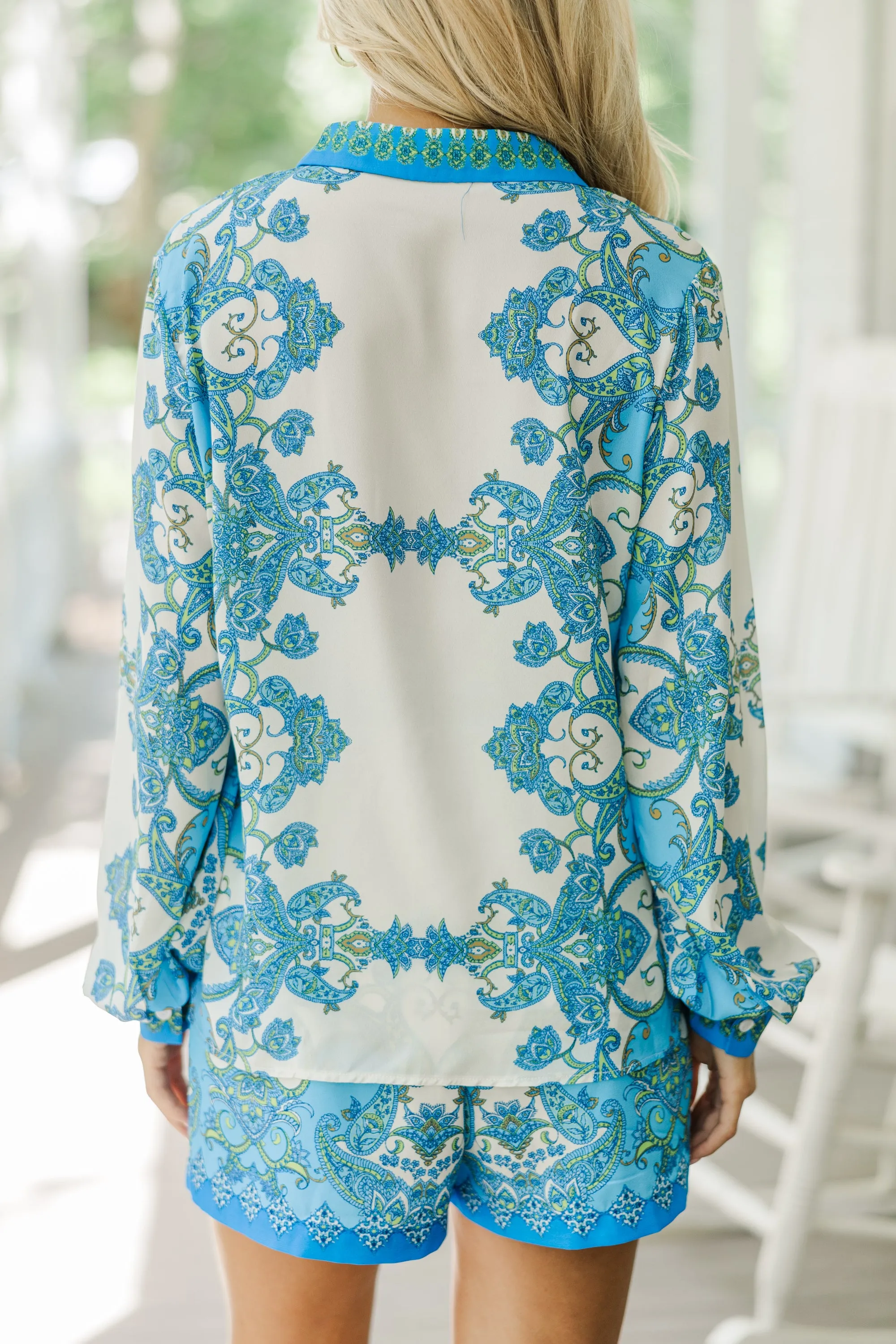 In A Dream Ivory White Baroque Print Blouse