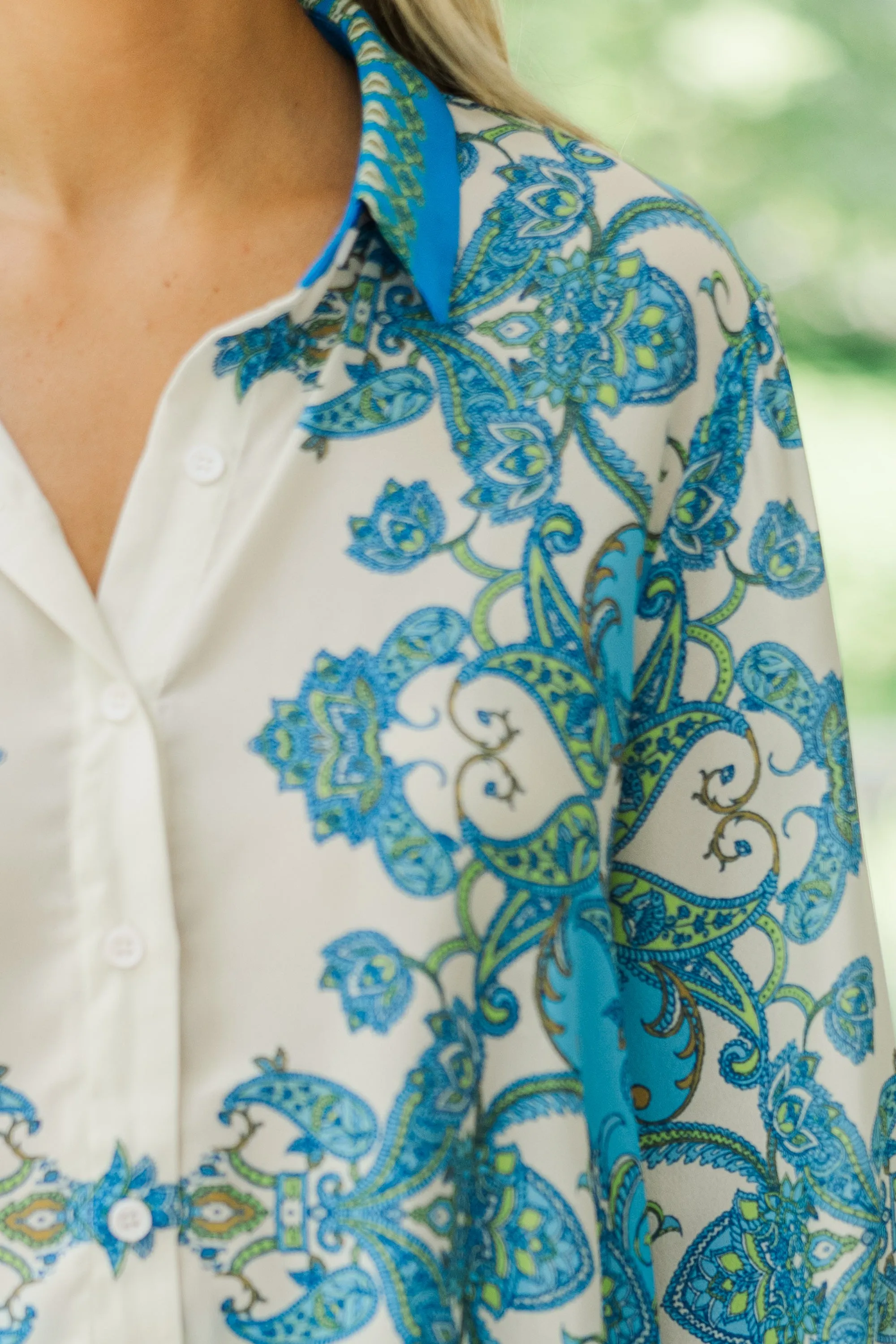 In A Dream Ivory White Baroque Print Blouse