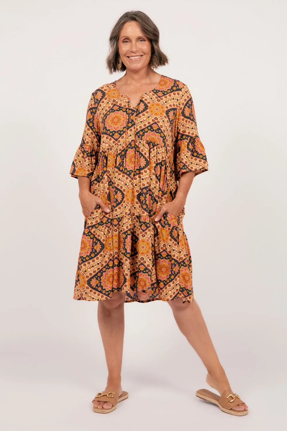 Ingrid Tiered Dress in Juliet Adrift