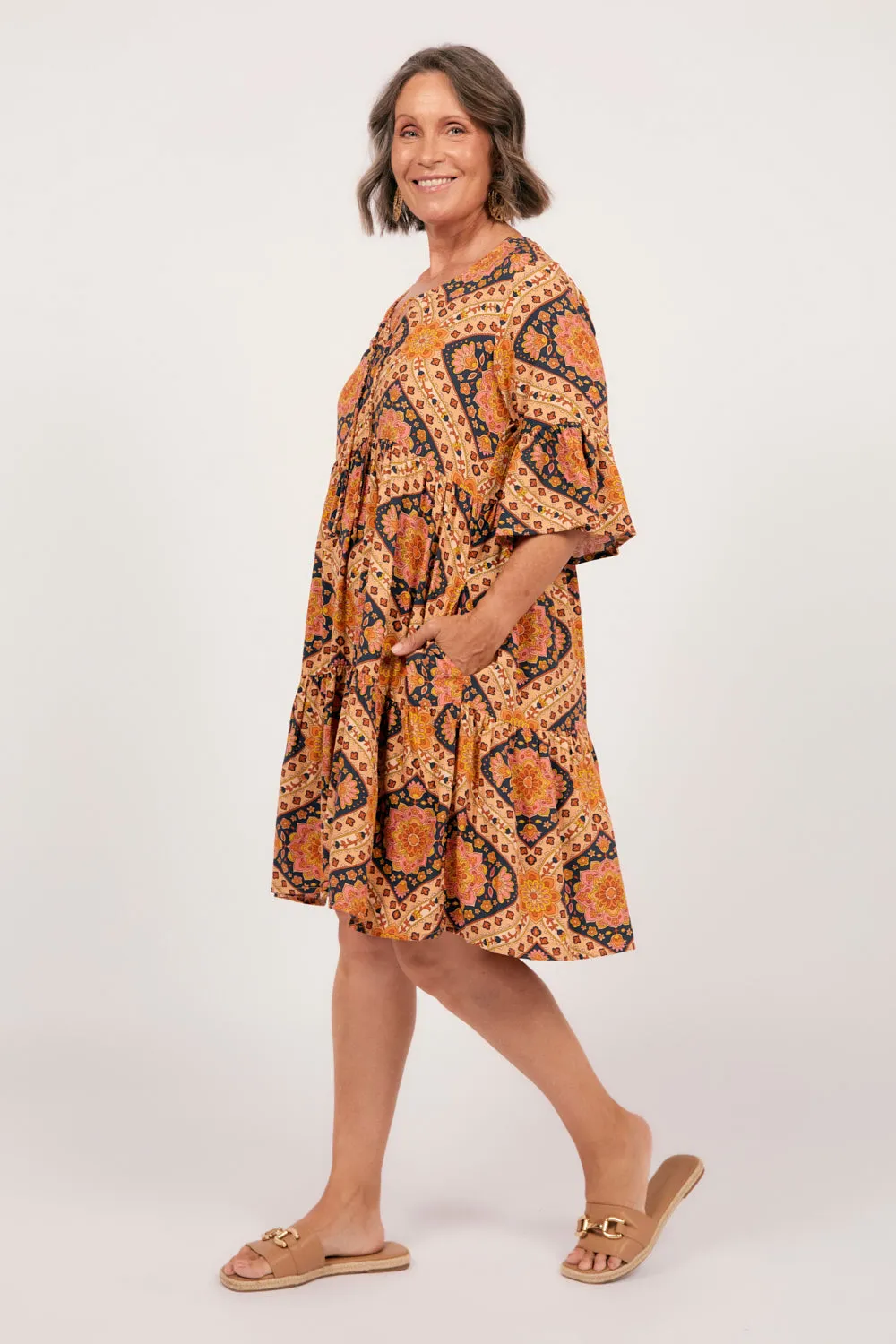 Ingrid Tiered Dress in Juliet Adrift