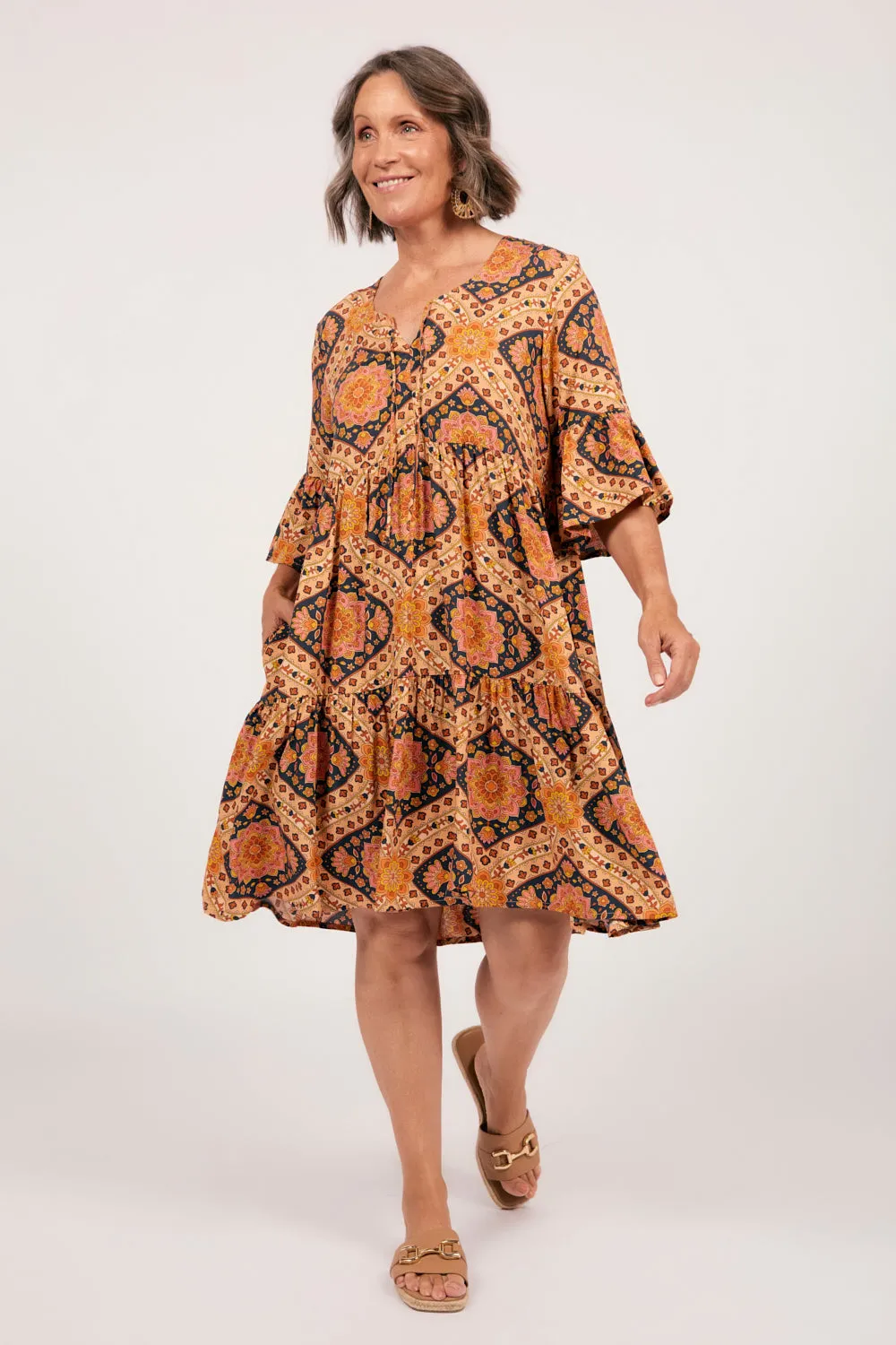 Ingrid Tiered Dress in Juliet Adrift