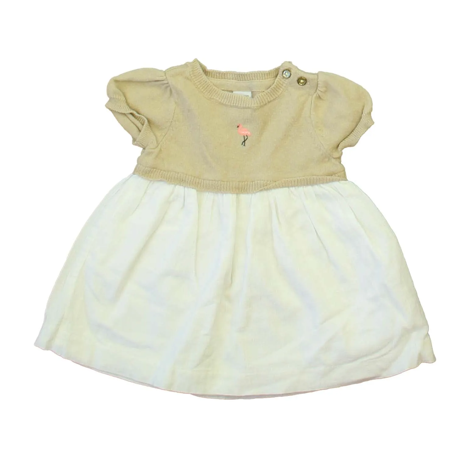 Janie and Jack Girls Tan | White Dress