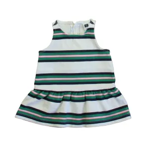 Janie and Jack Girls White | Green | Navy Stripe Dress