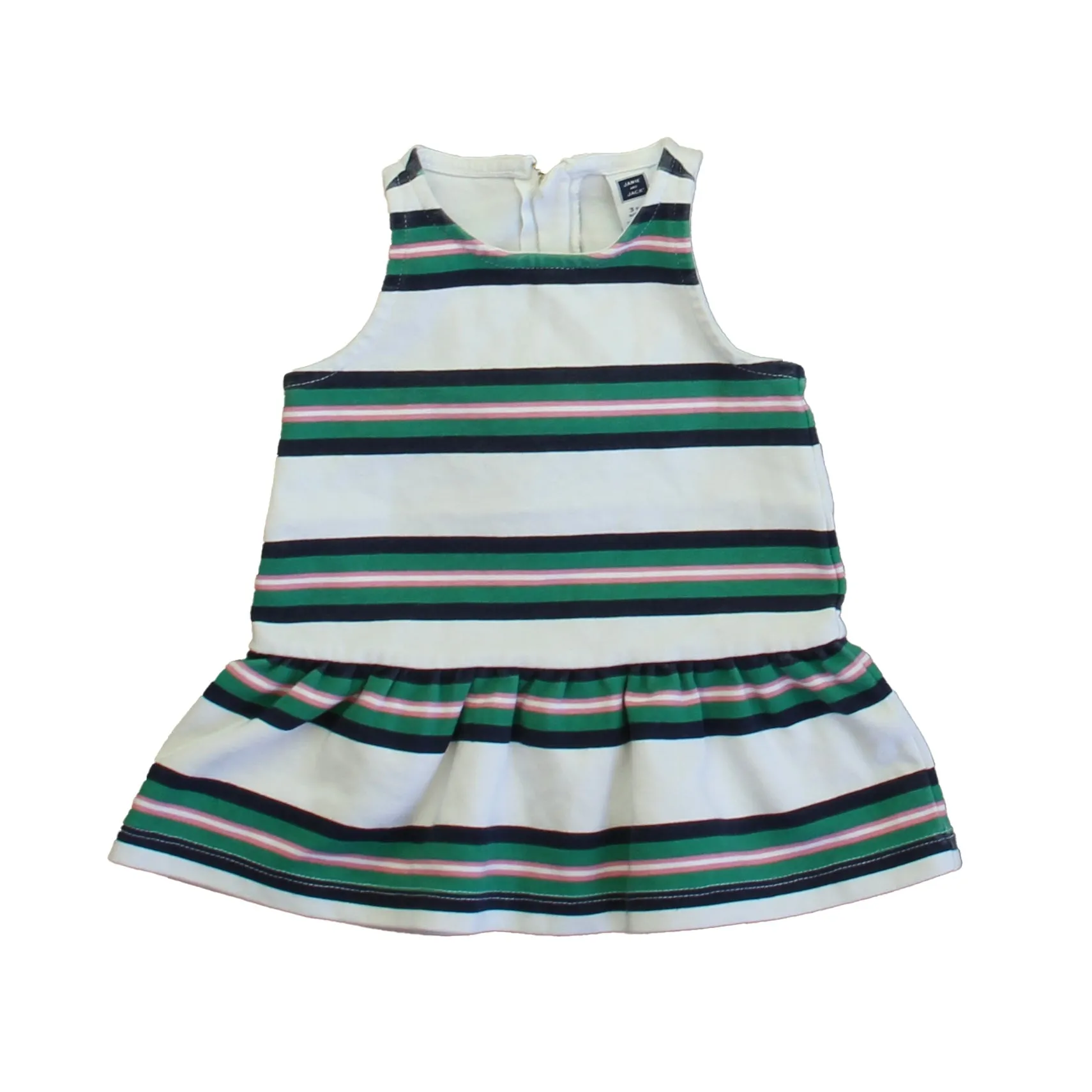 Janie and Jack Girls White | Green | Navy Stripe Dress