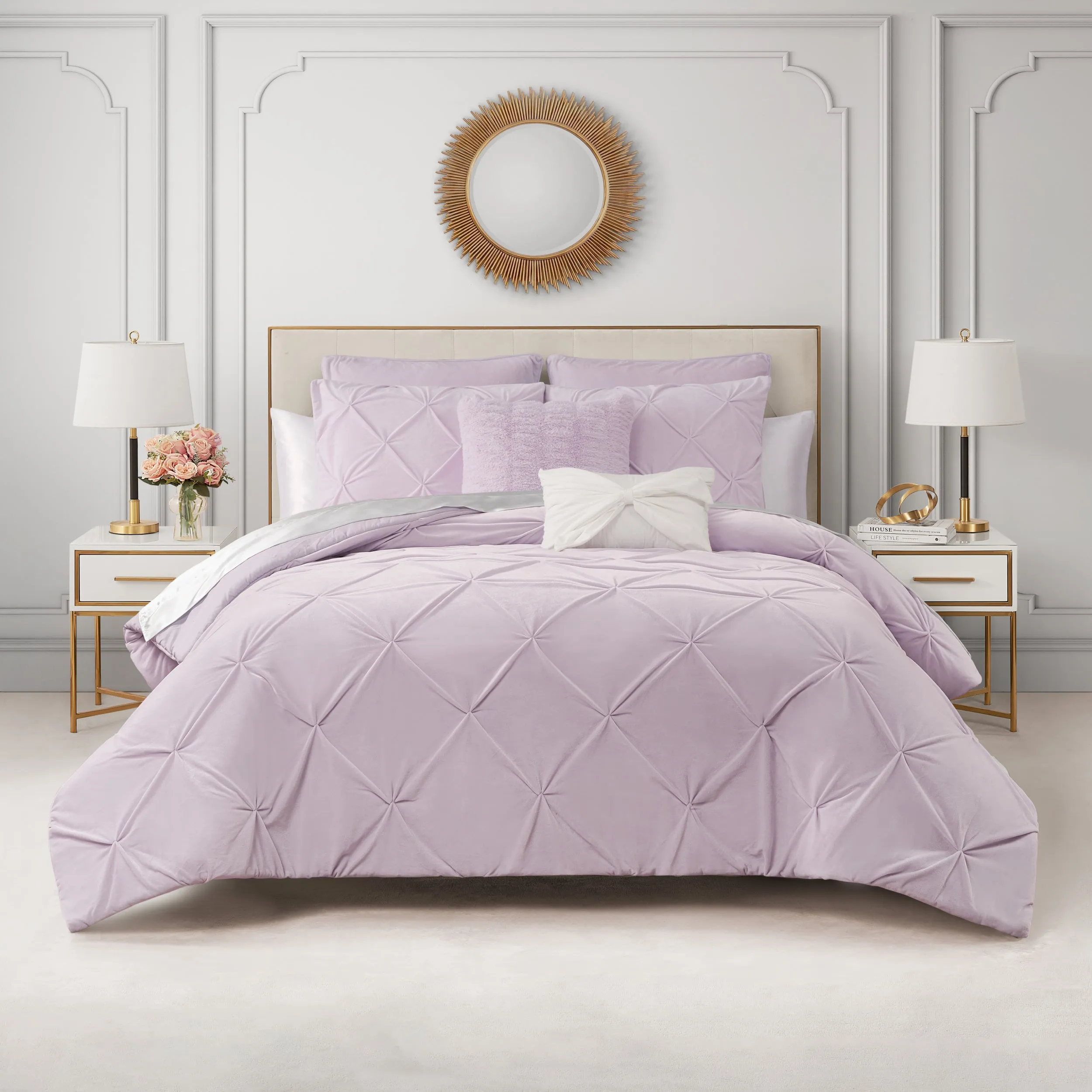 Kiss Pleat Micromink Comforter Set With Decorative Pillows Juicy Couture