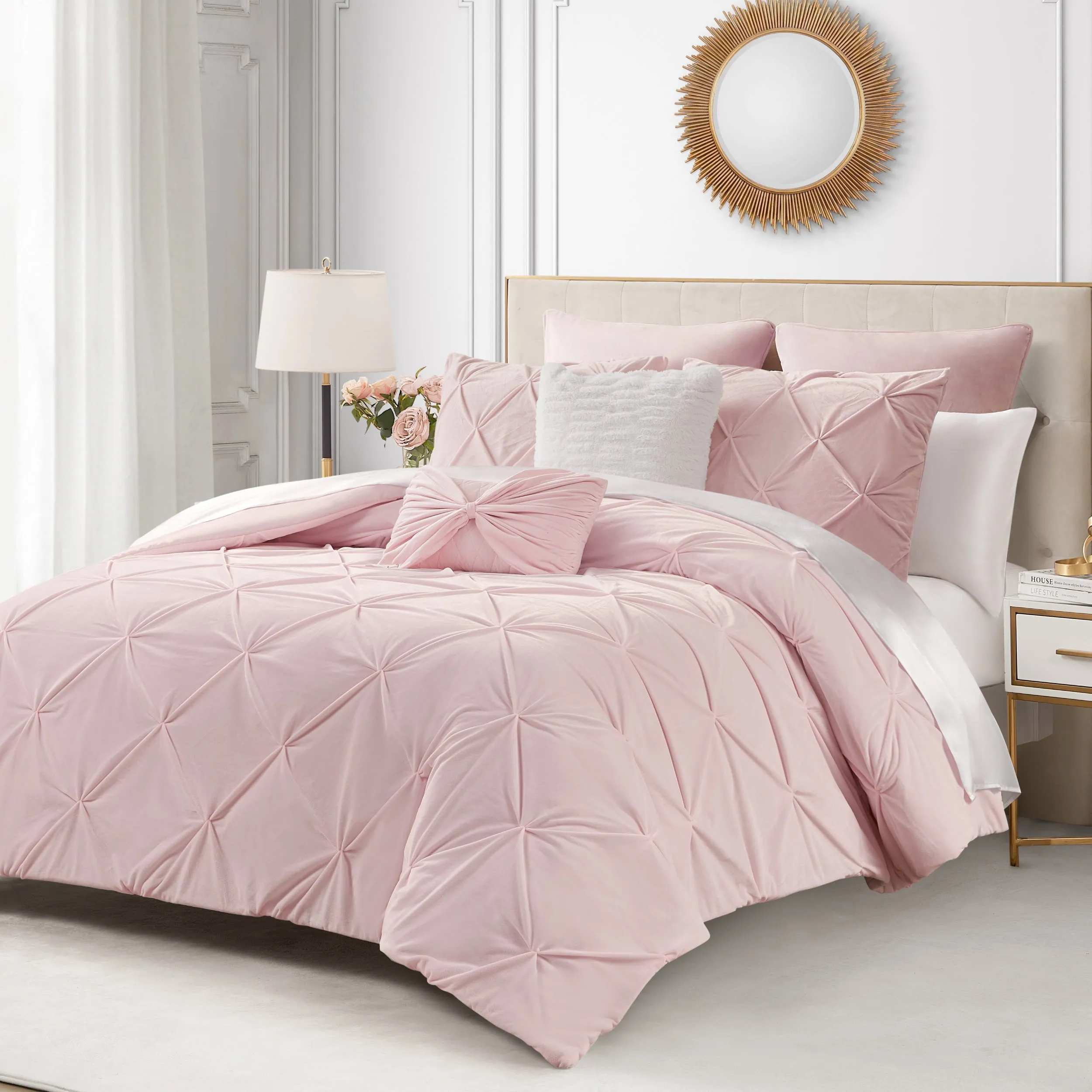 Kiss Pleat Micromink Comforter Set With Decorative Pillows Juicy Couture