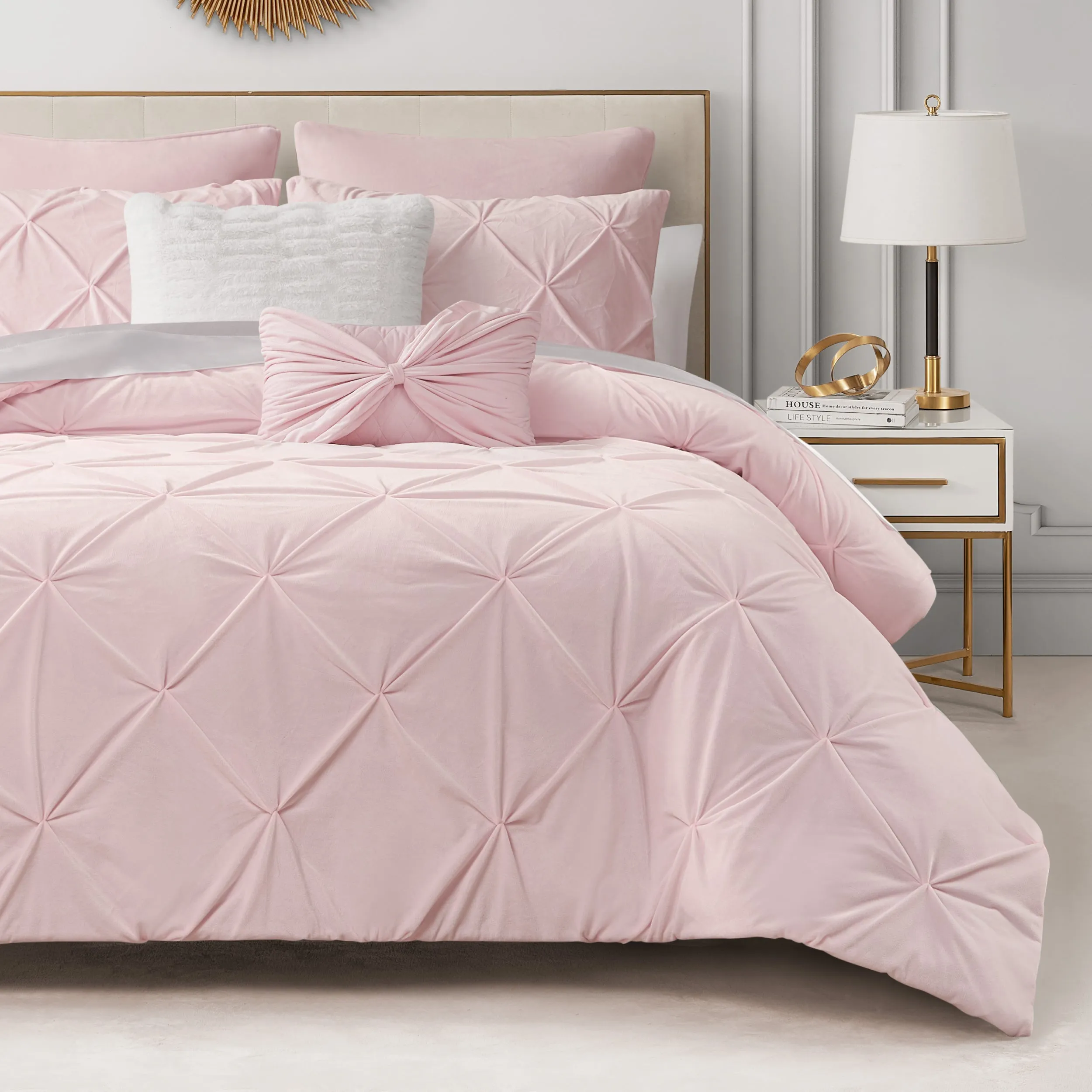 Kiss Pleat Micromink Comforter Set With Decorative Pillows Juicy Couture