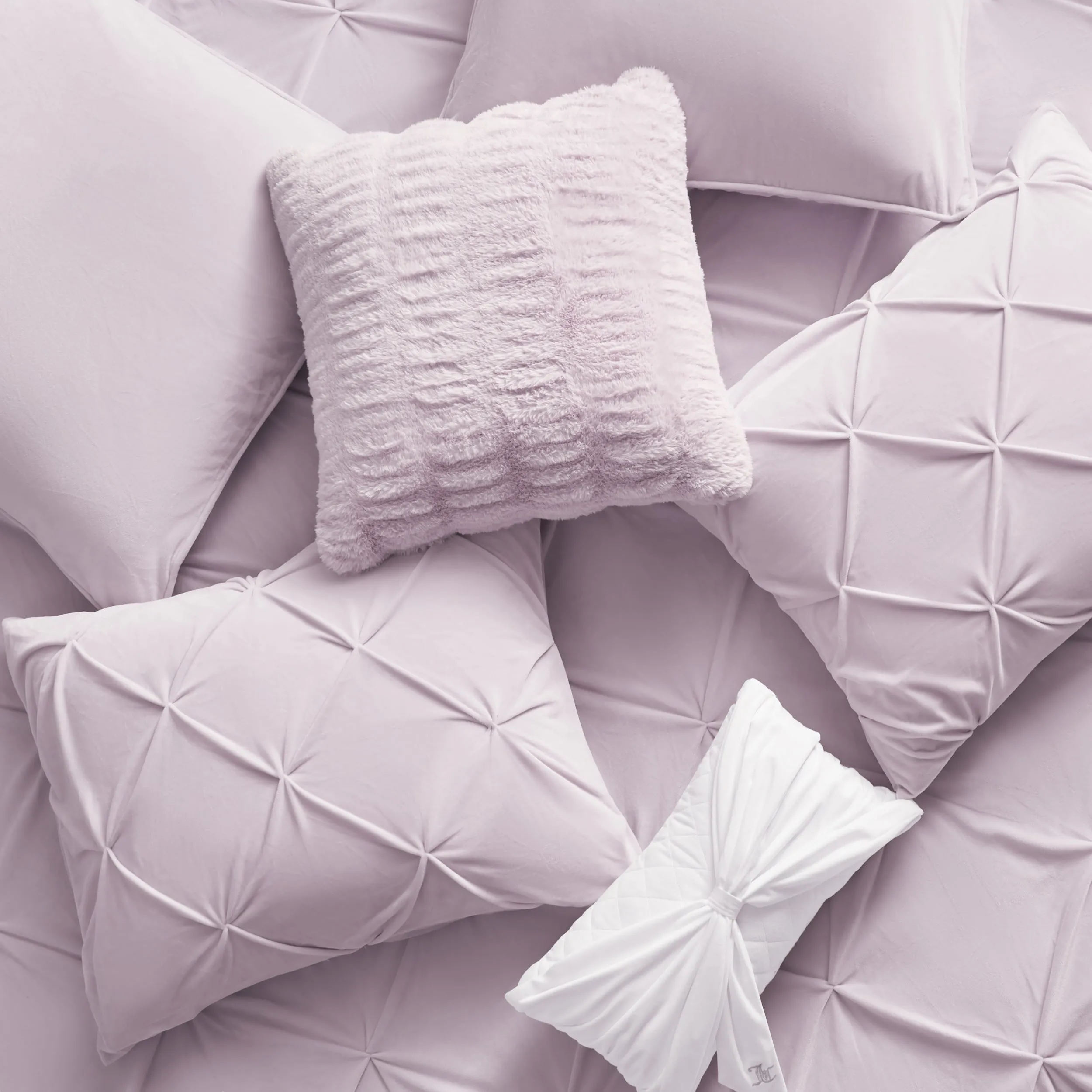 Kiss Pleat Micromink Comforter Set With Decorative Pillows Juicy Couture